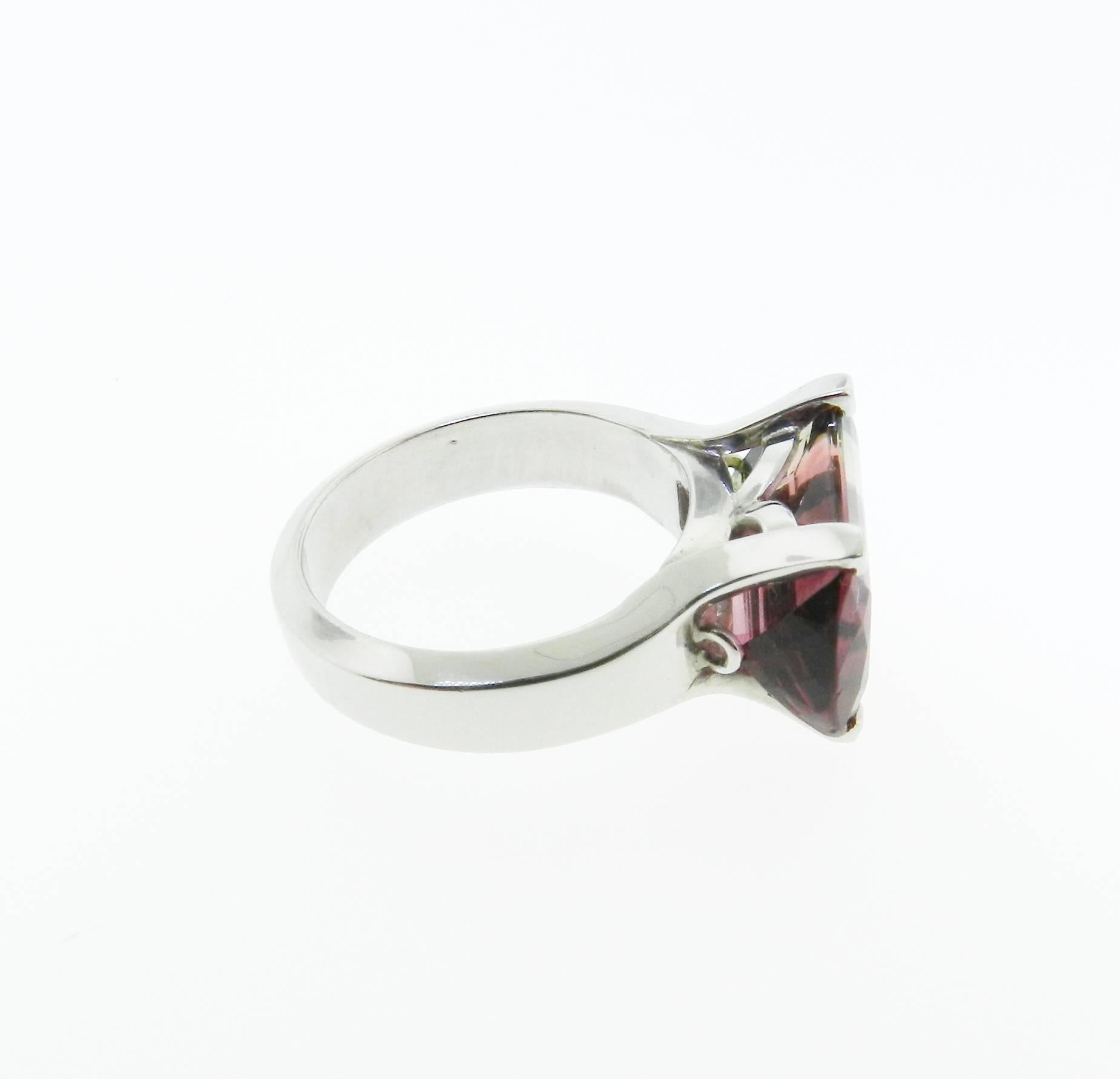 Two Color Tourmaline platinum Cocktail Ring In New Condition In Greenwich, CT