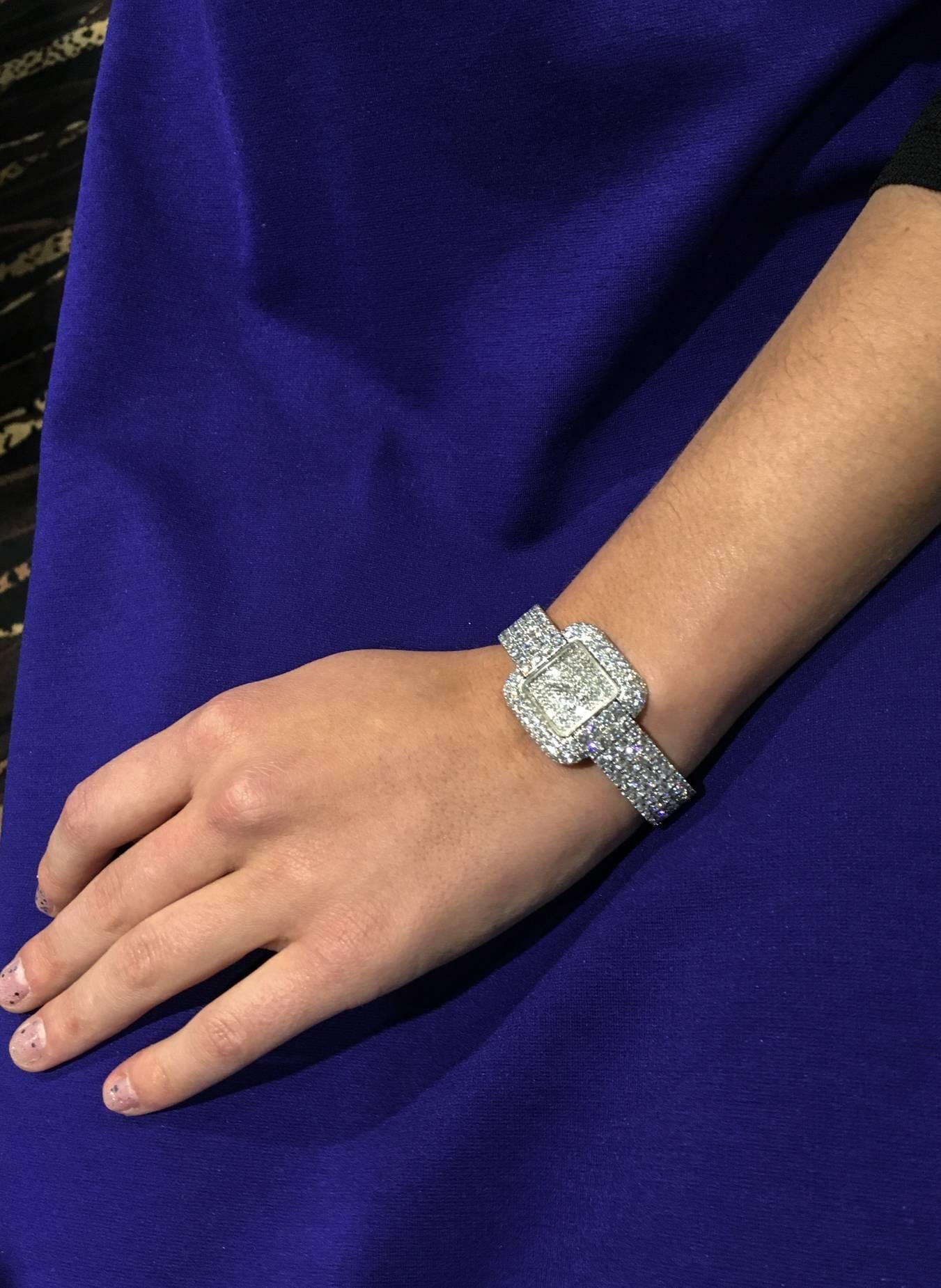 Cartier Ladies White Gold Pave Diamond Manual Wristwatch 6