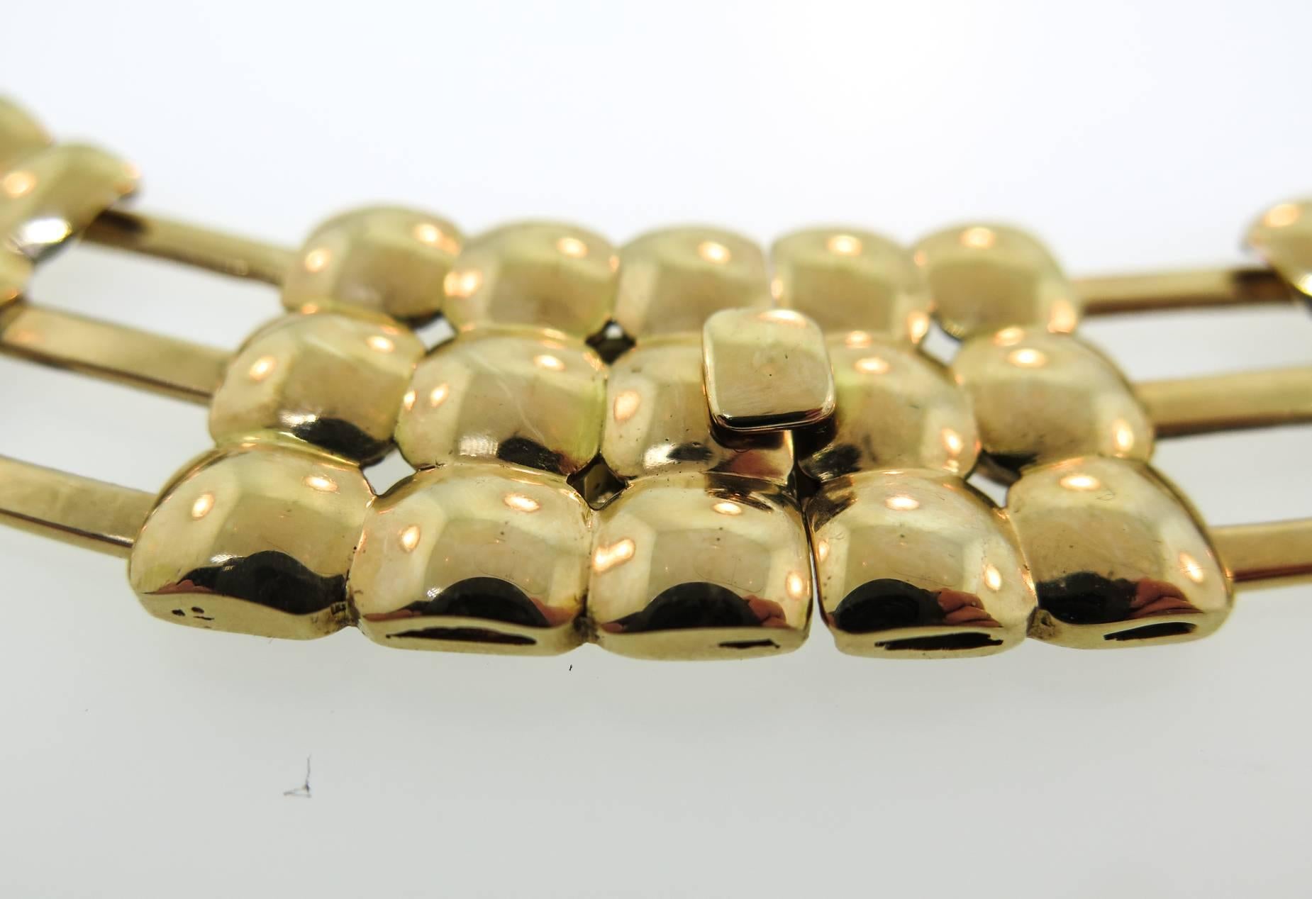 Flexible Diamond Gold Choker earrings and brooch set 3