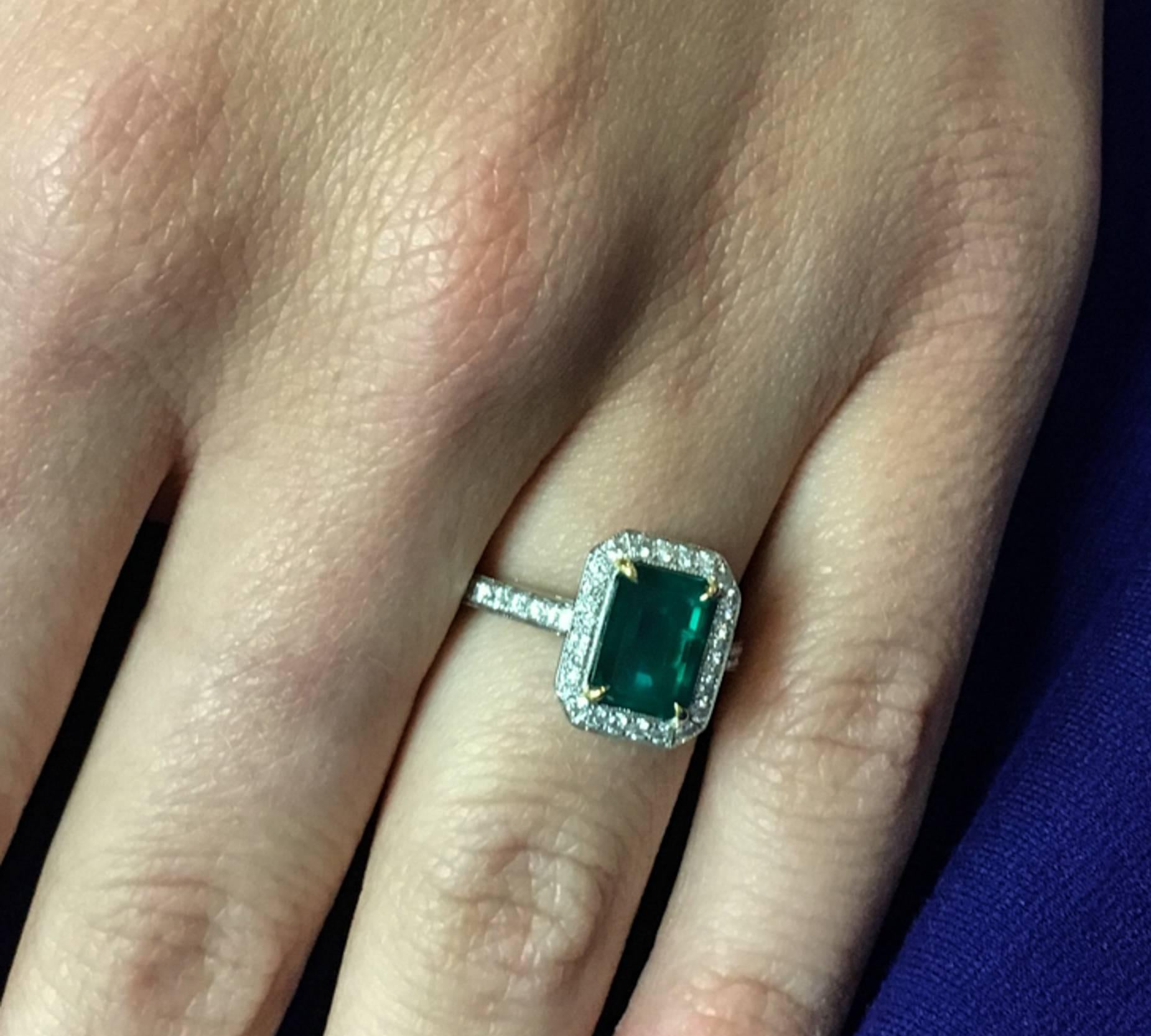 Platinum Emerald Diamond Ring 4