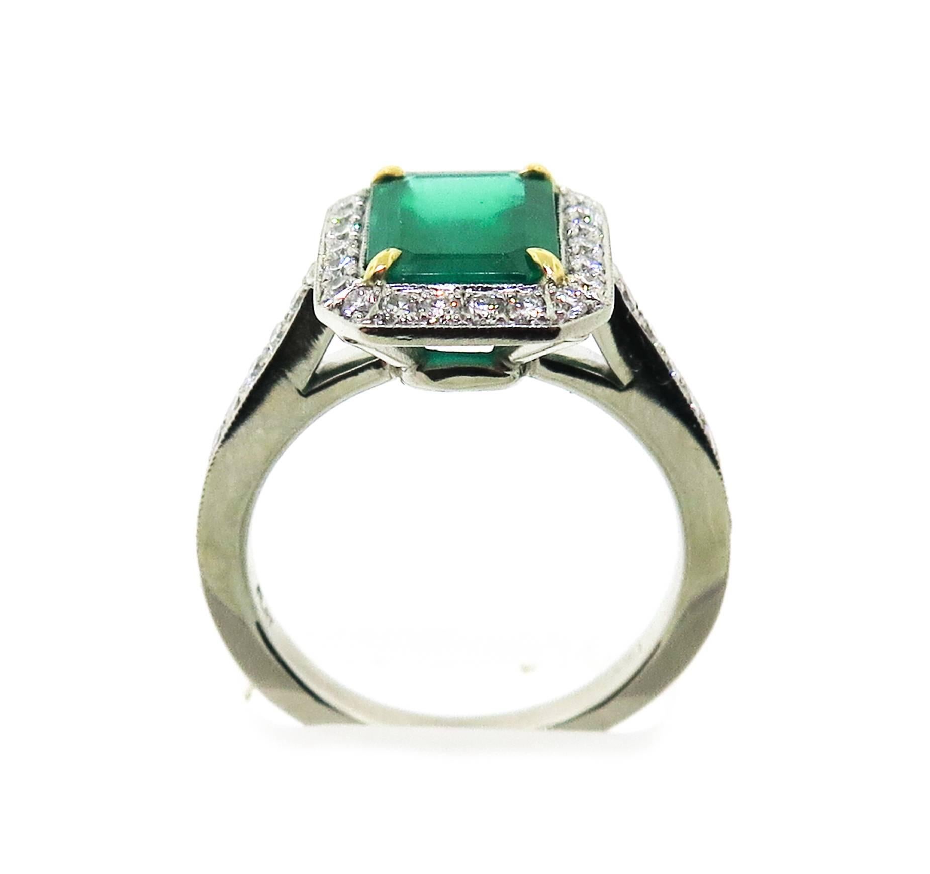 Platinum Emerald Diamond Ring 2