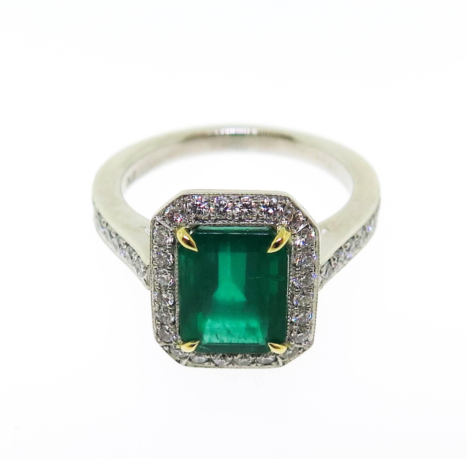 Platinum Emerald Diamond Ring 1