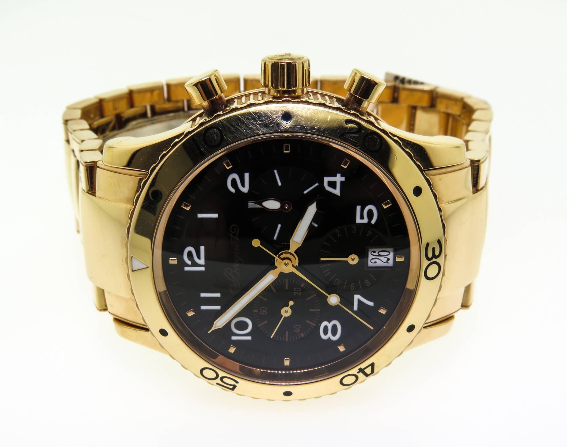 Breguet yellow gold Type XX Automatic chronograph wristwatch 3