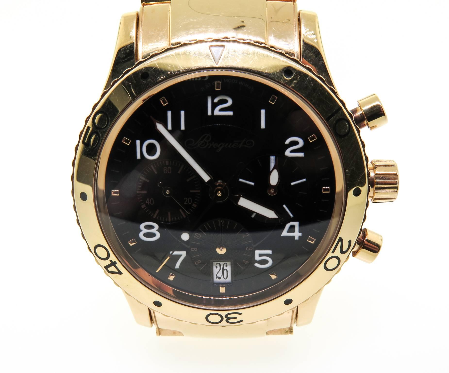 Women's or Men's Breguet yellow gold Type XX Automatic chronograph wristwatch