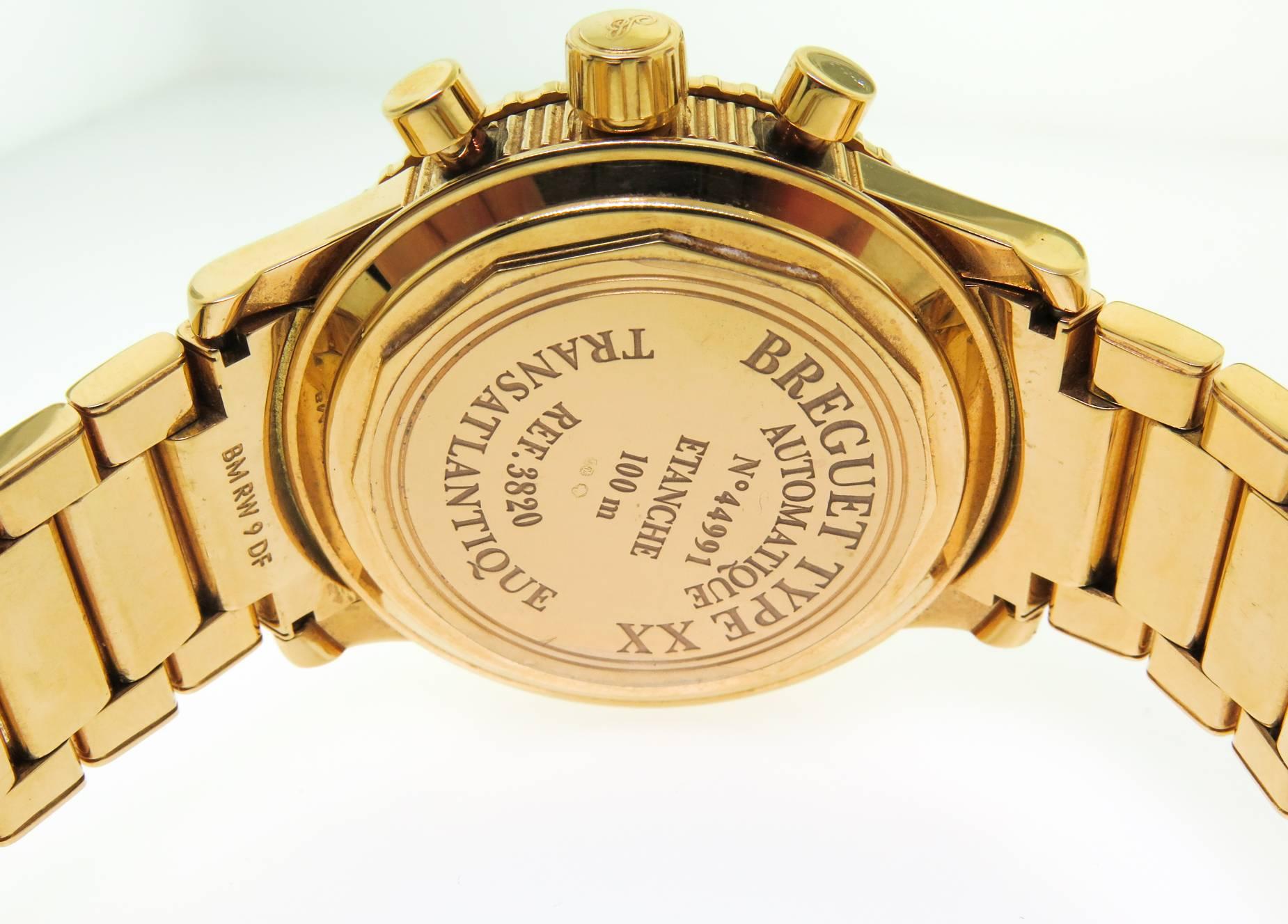 Breguet yellow gold Type XX Automatic chronograph wristwatch In Excellent Condition In Greenwich, CT