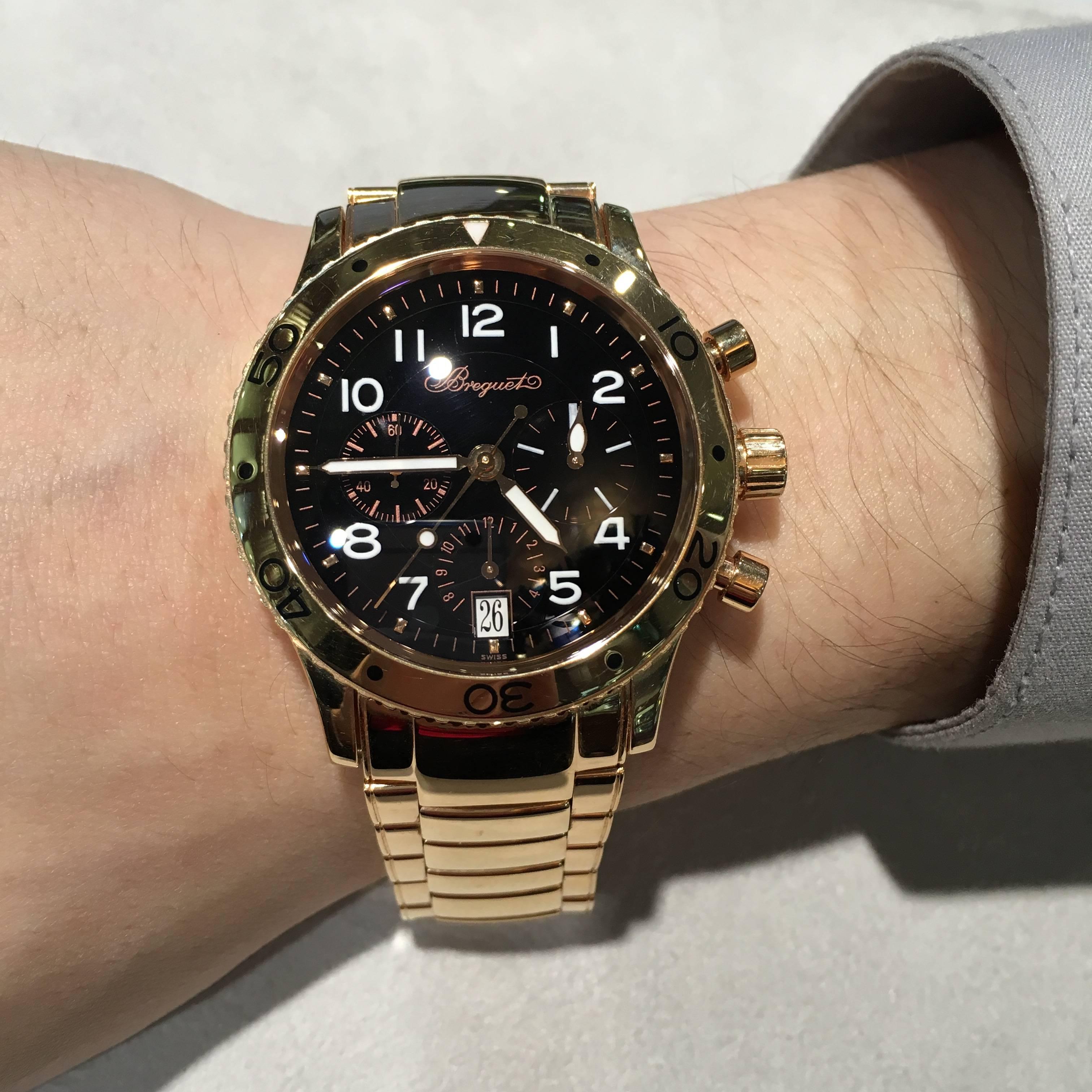 Breguet yellow gold Type XX Automatic chronograph wristwatch 4