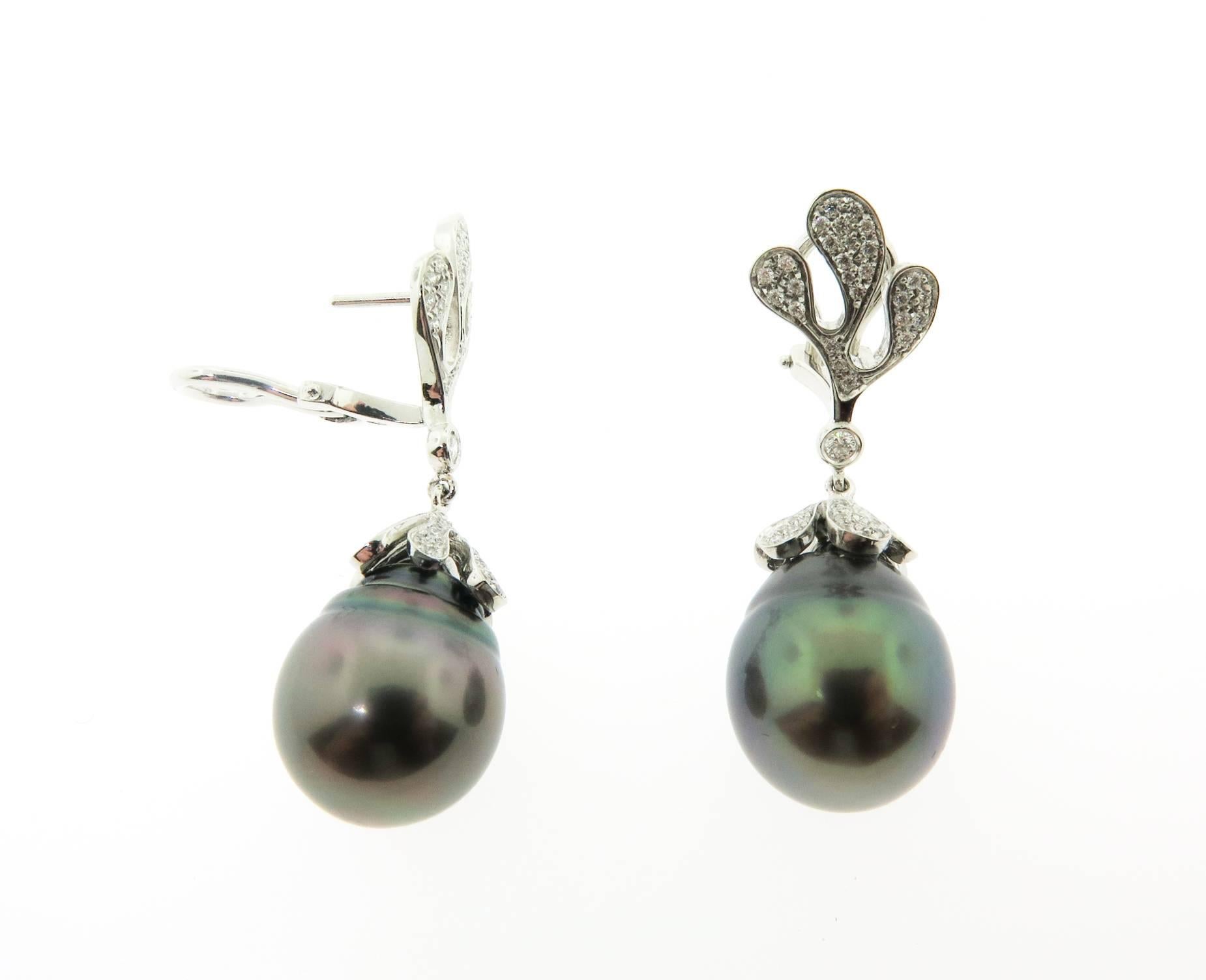 Artist  Black Pearl Diamonds Drop Earrings