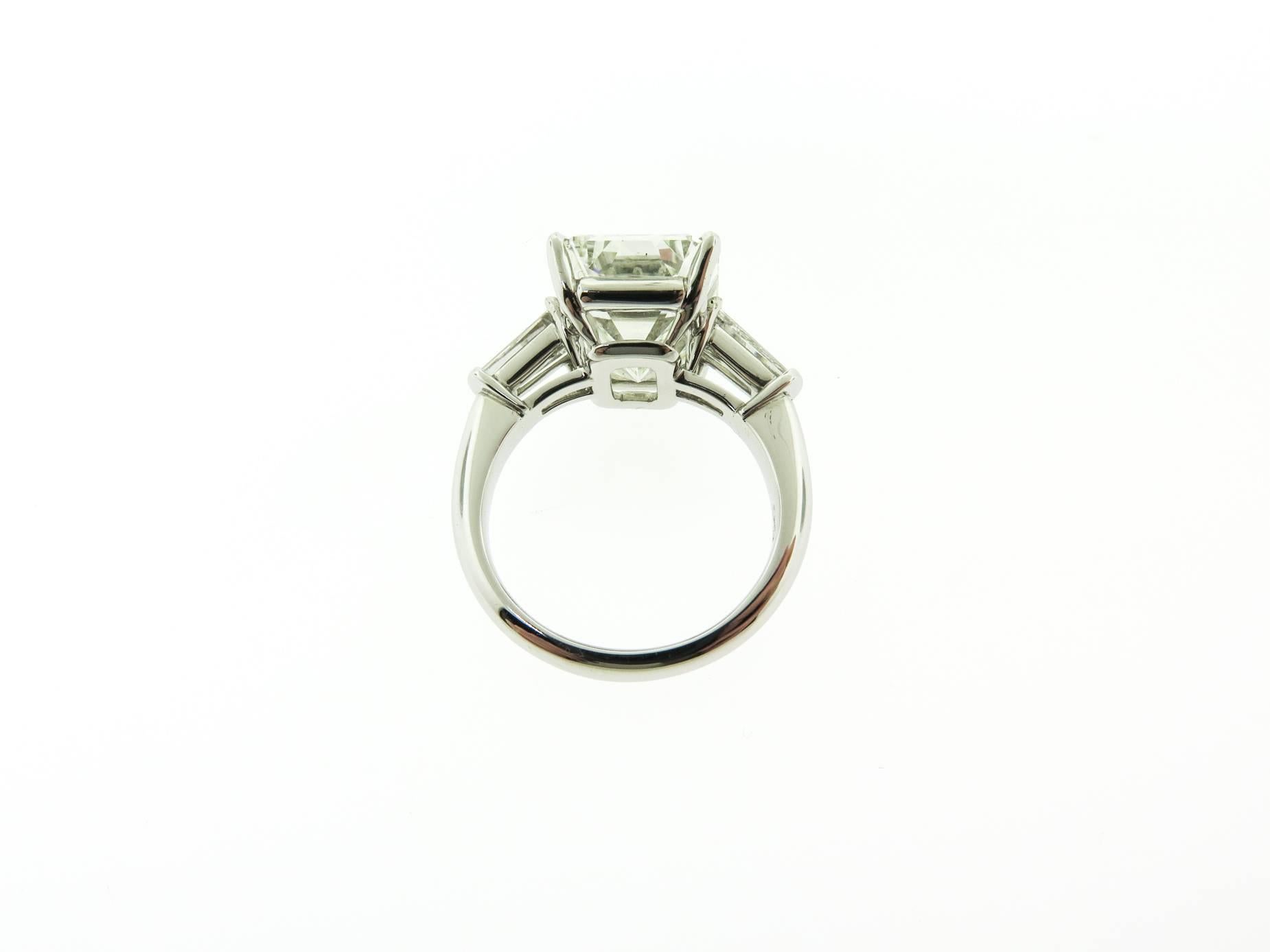 Emerald Cut Diamond Platinum Engagement Ring 1