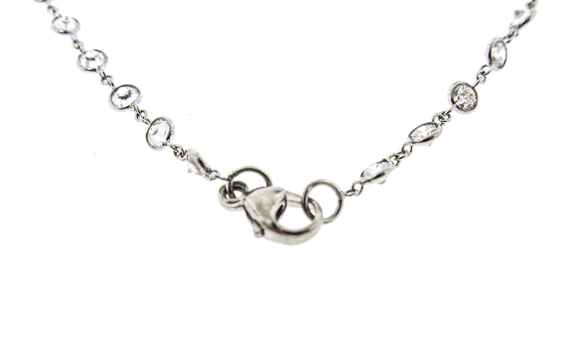 Women's Platinum Flower Diamond Cluster Necklace