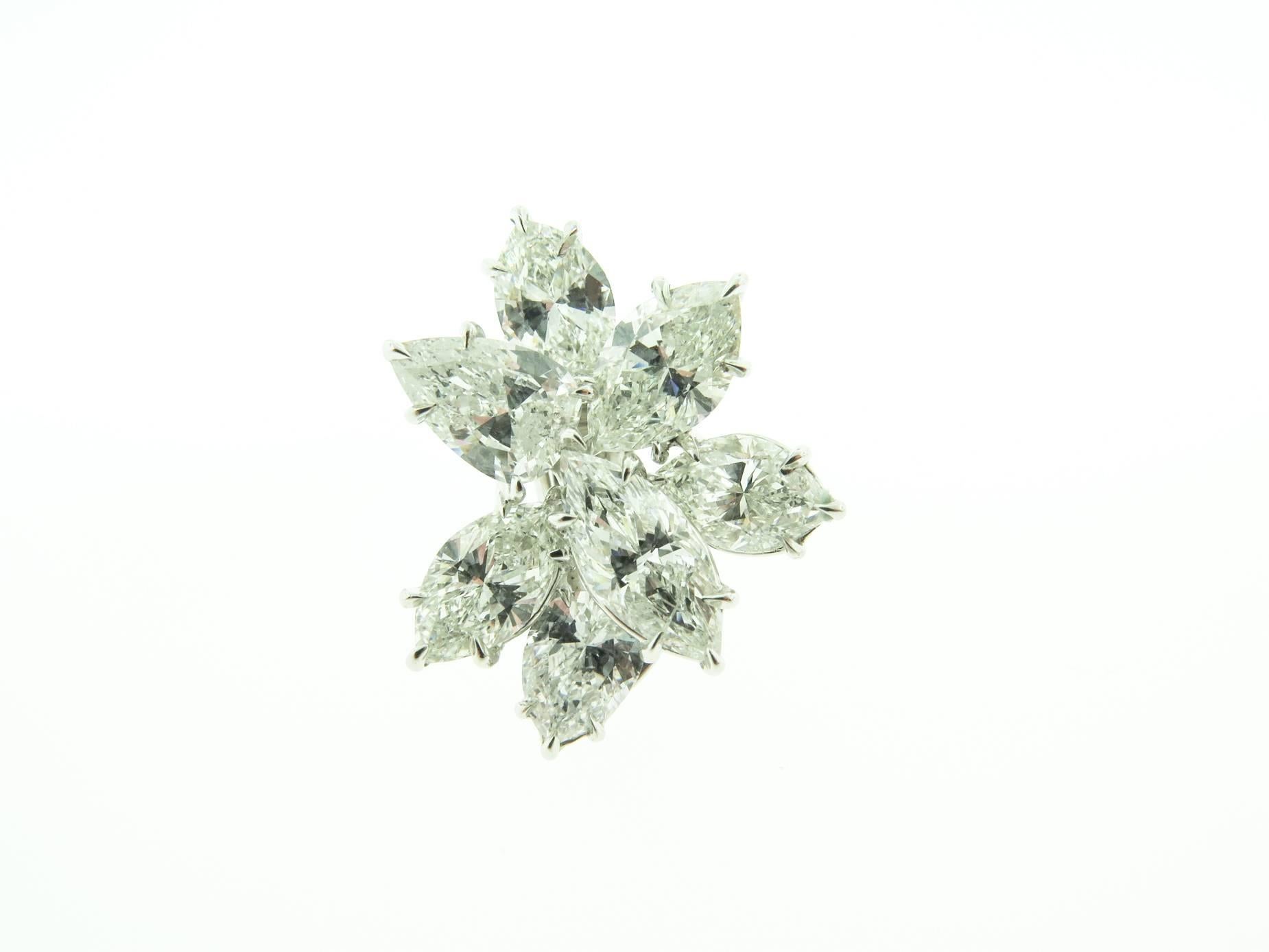 Diamond Platinum Cluster Earrings In New Condition In Greenwich, CT