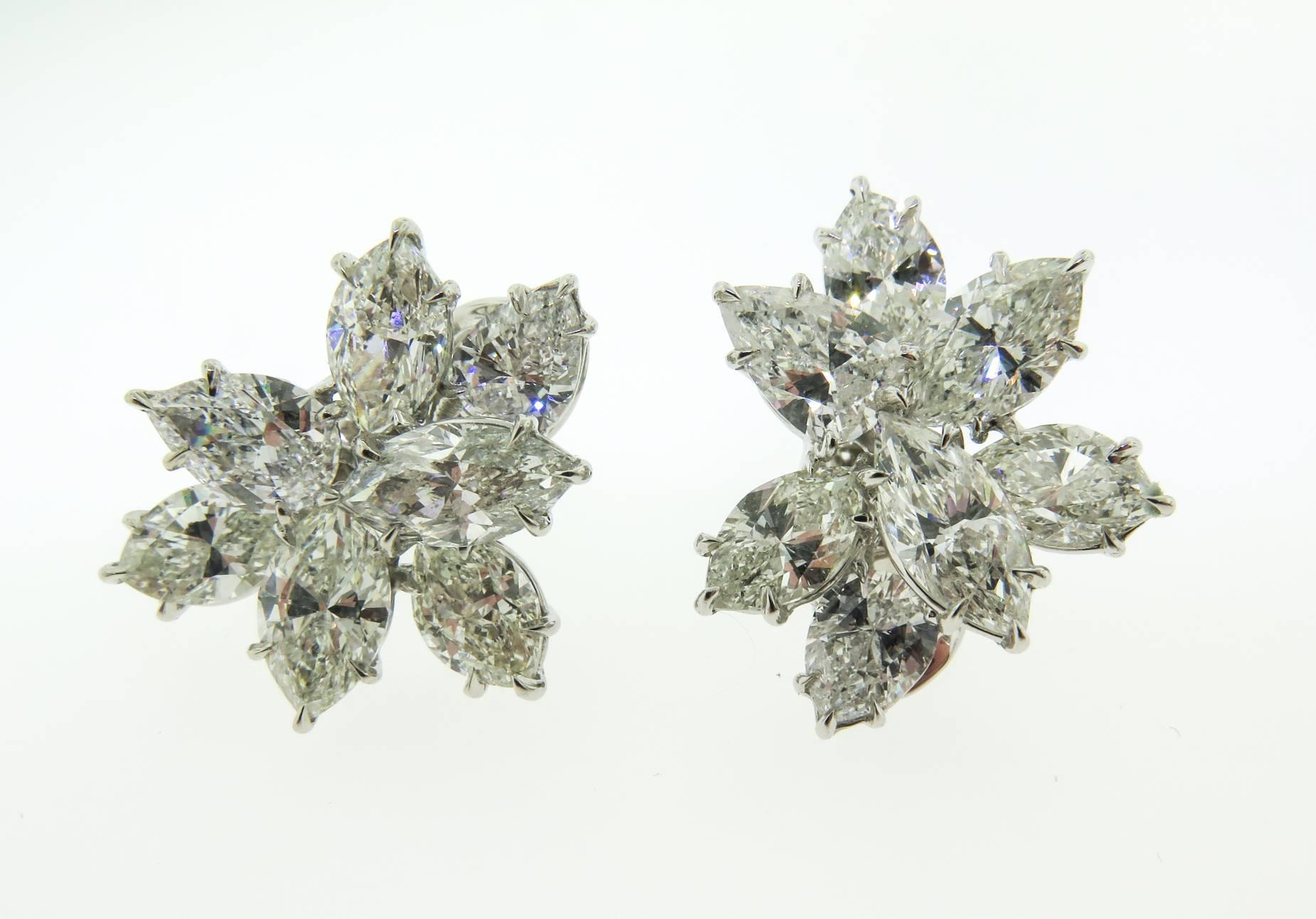 Women's Diamond Platinum Cluster Earrings