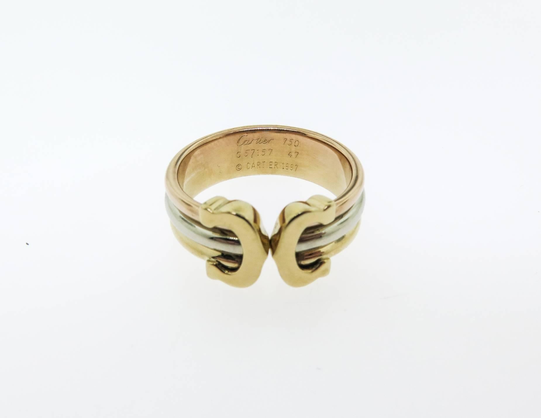 Artist Cartier Double C Tricolor Gold Band Ring