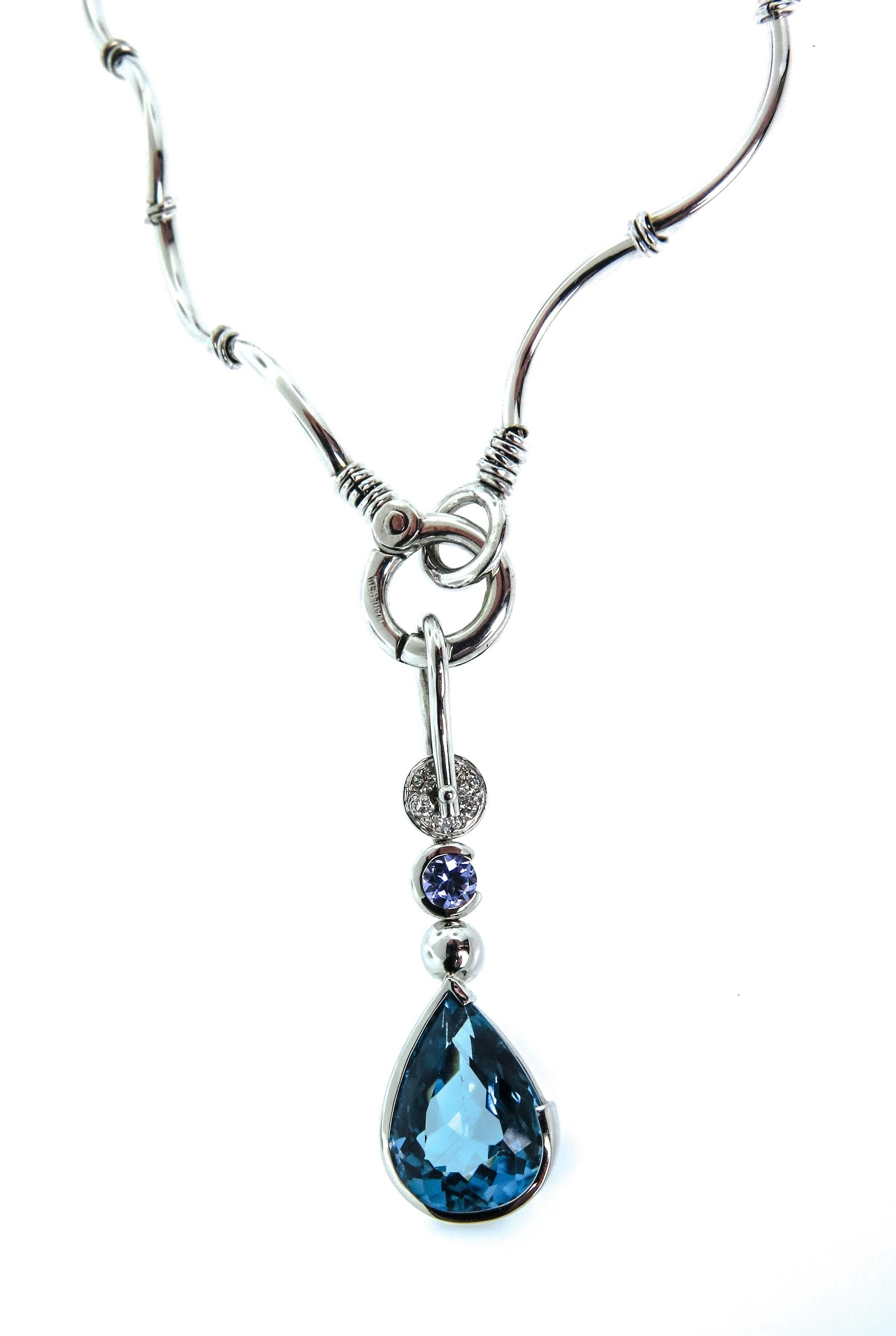 Manfredi Necklace with Blue Topaz Drop 2