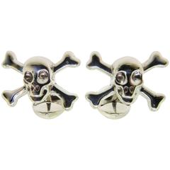 Christofle Sterling Silver Skull and Crossbones Cufflinks