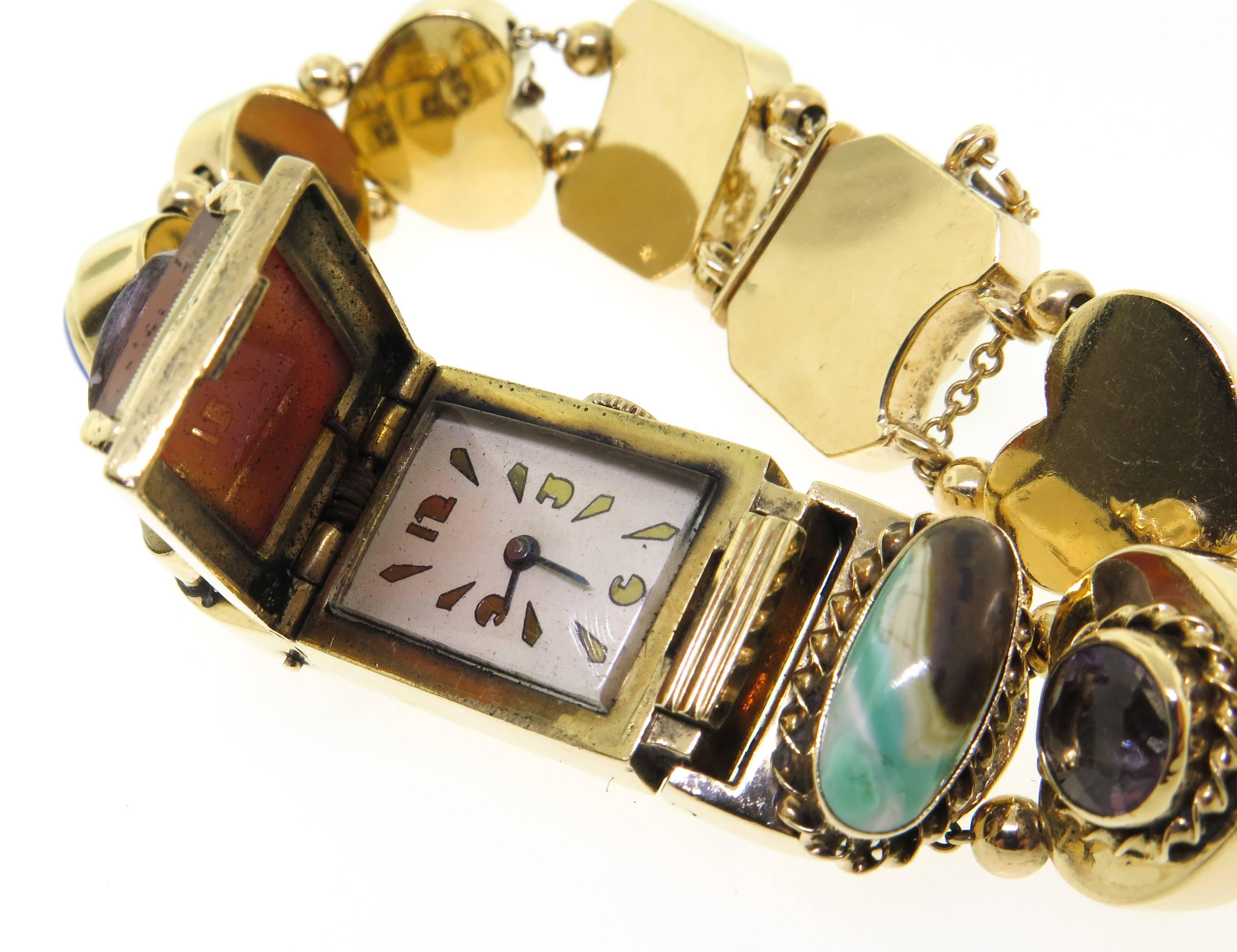 Artist 14K Vintage Add-a-Link Charm/Watch Bracelet