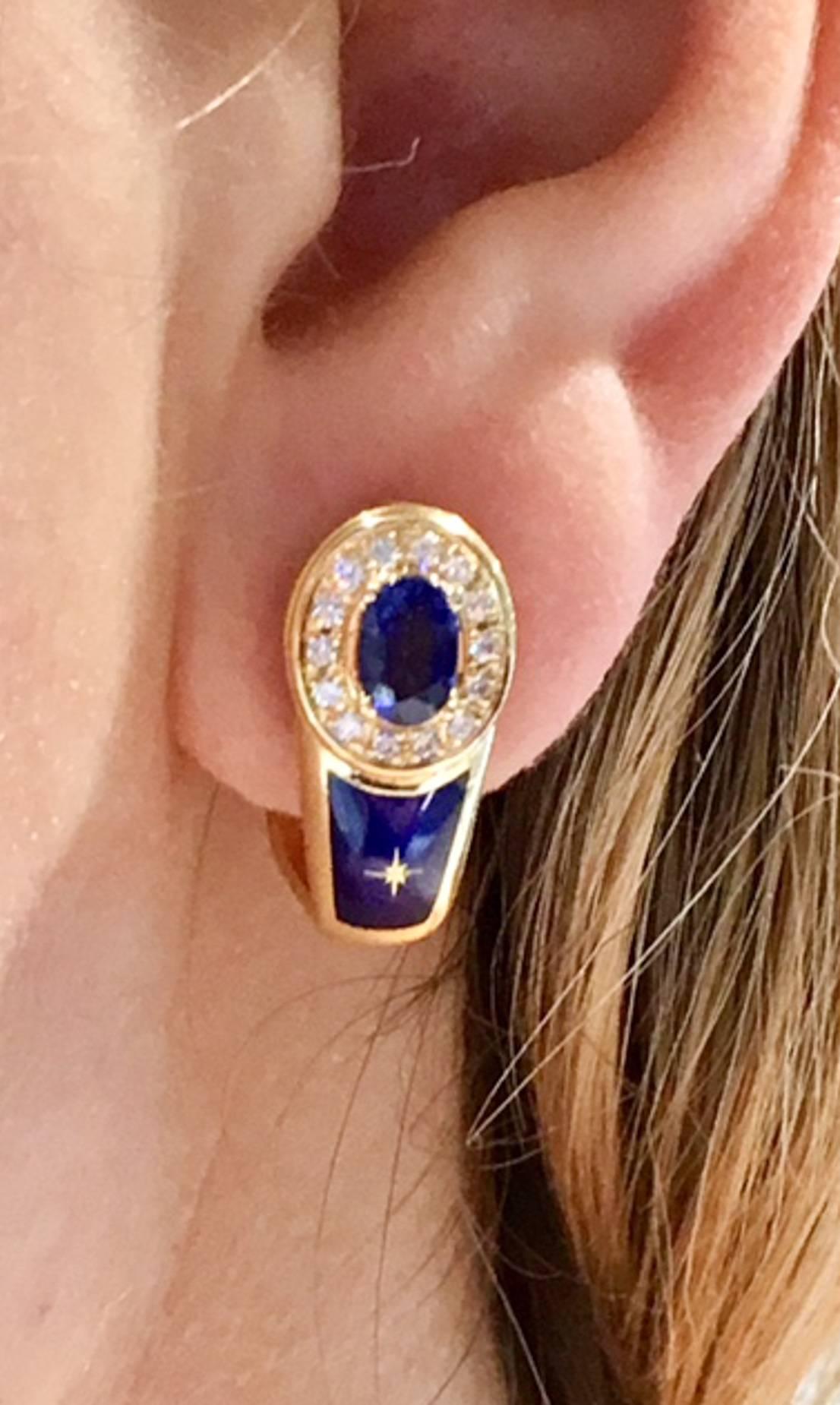 Modern House of Faberge Sapphire  Diamond Earrings 2