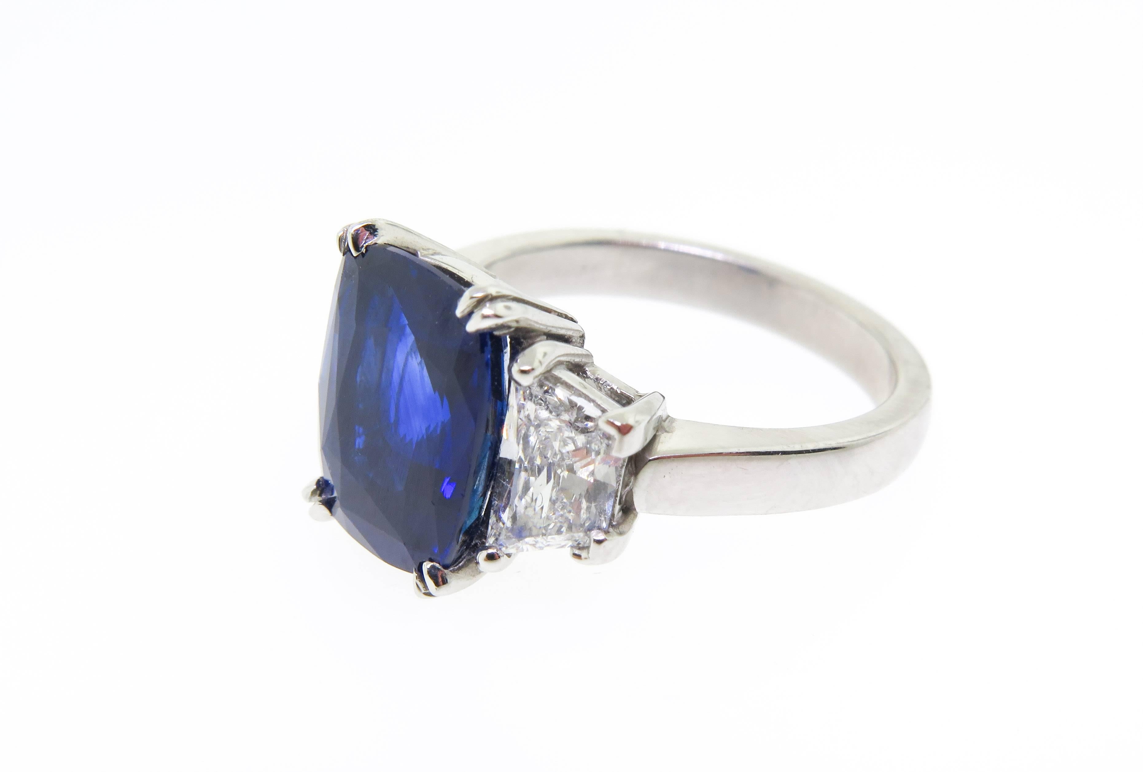 Cushion Cut Sapphire Diamond Ring
