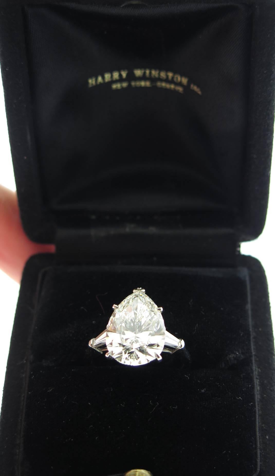 Harry Winston 6.83 carat Pear shaped Diamond Platinum engagement Ring 1