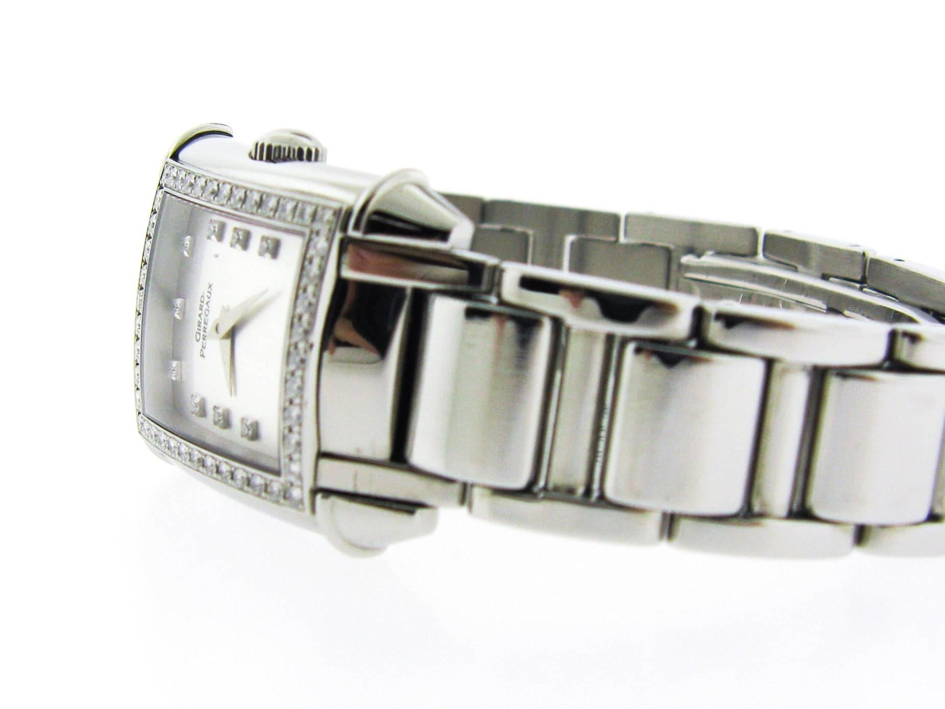 Girard-Perregaux Ladies Stainless Steel Mother of Pearl Dial Wristwatch In Excellent Condition In Greenwich, CT