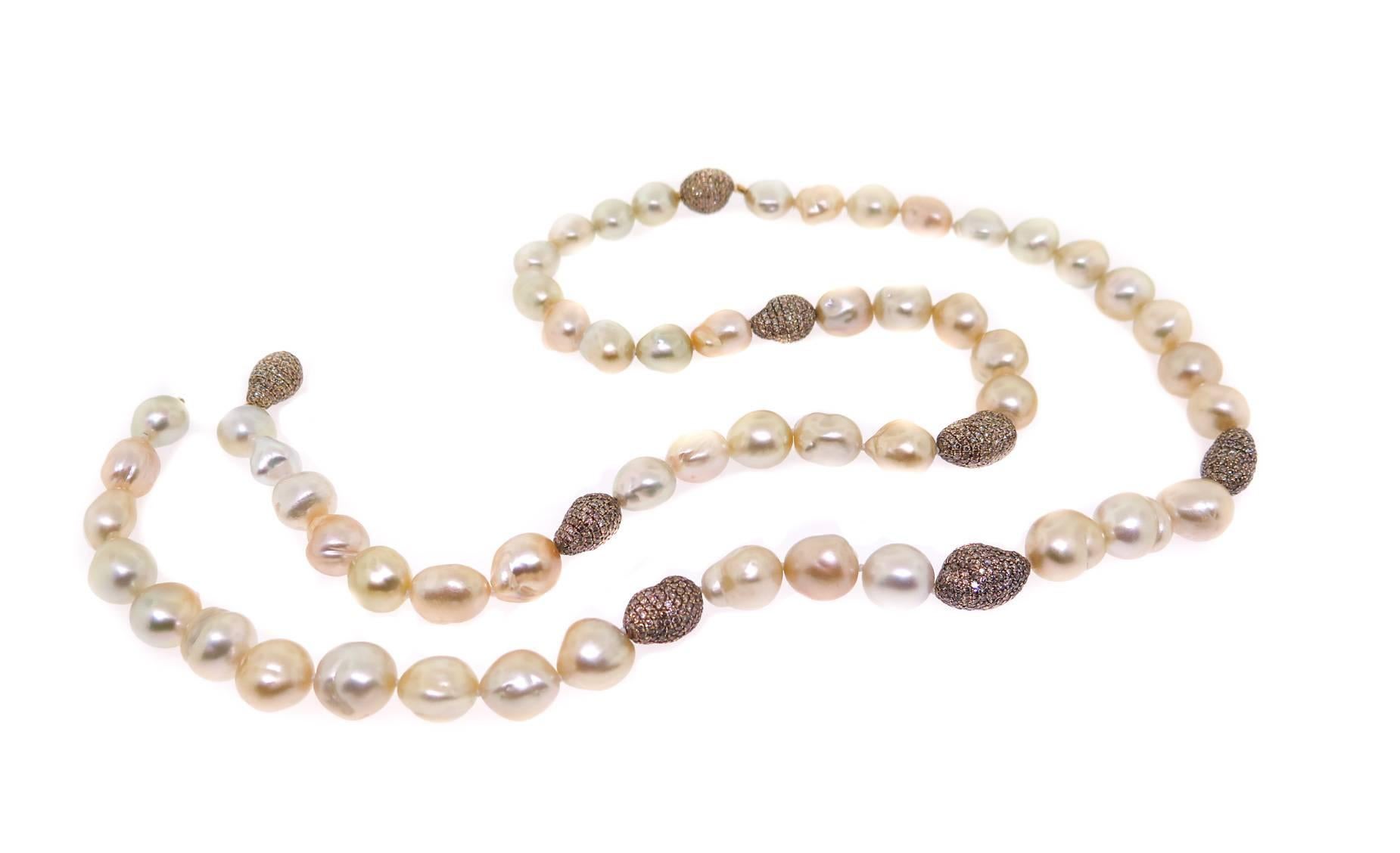 Women's Golden Baroque South Sea Pearl Necklace
