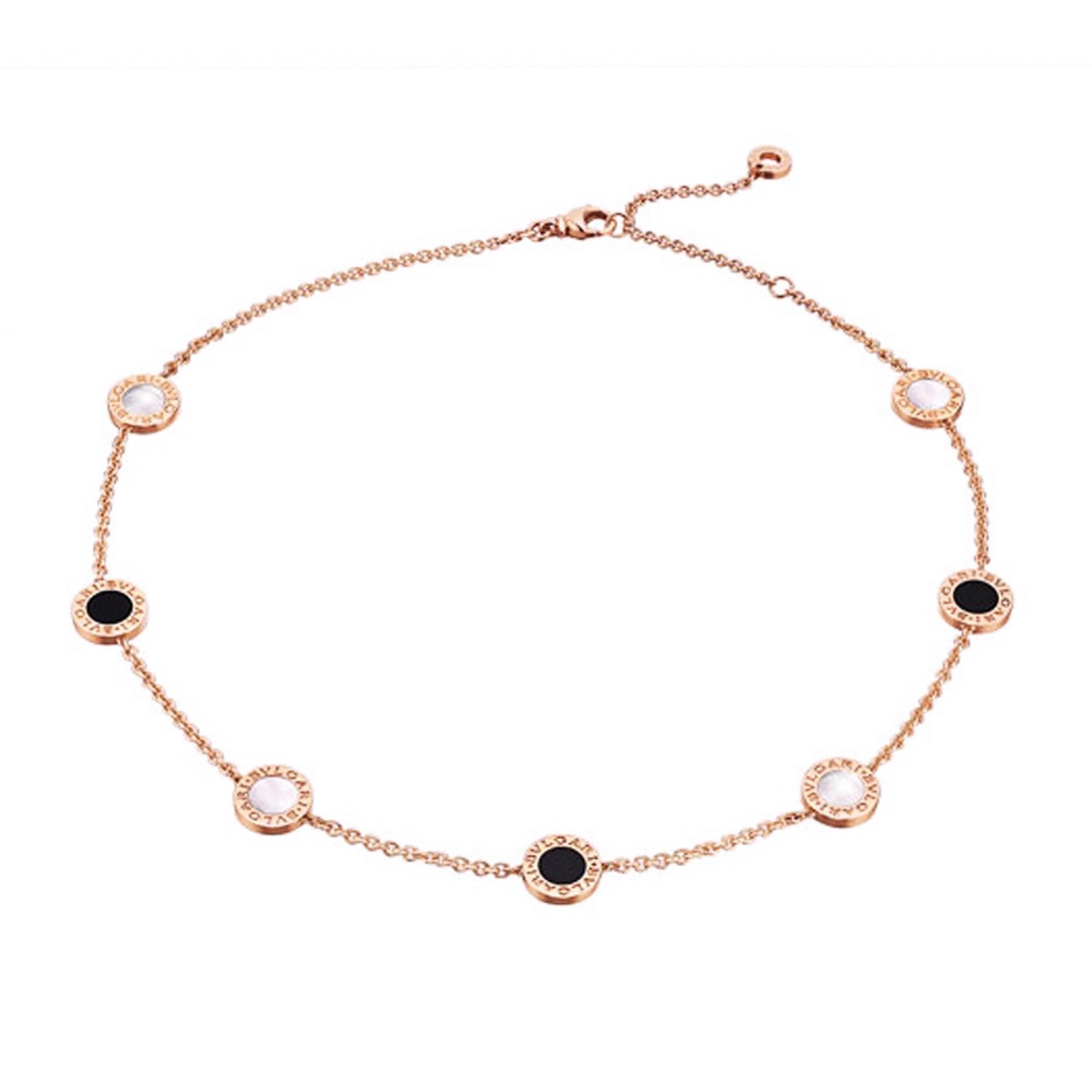 Rose Gold Mother of Pearl & Onyx Necklace by Bulgari