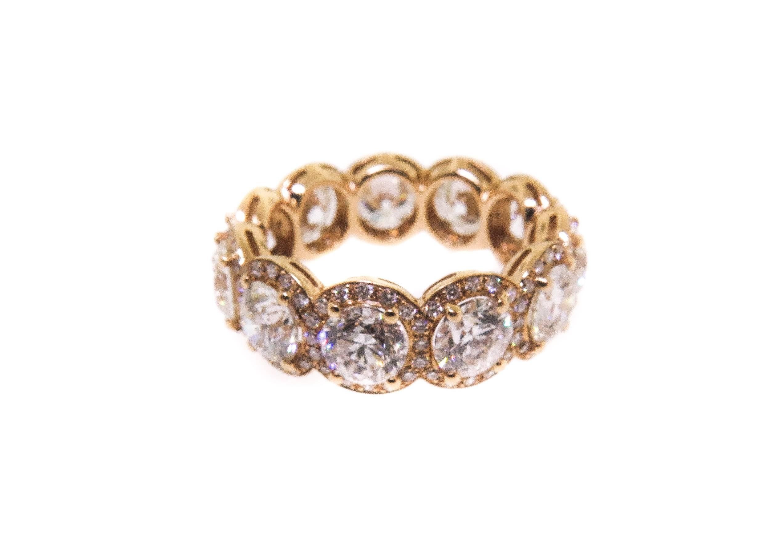 Women's Rose Gold Halo Diamond Eternity Band