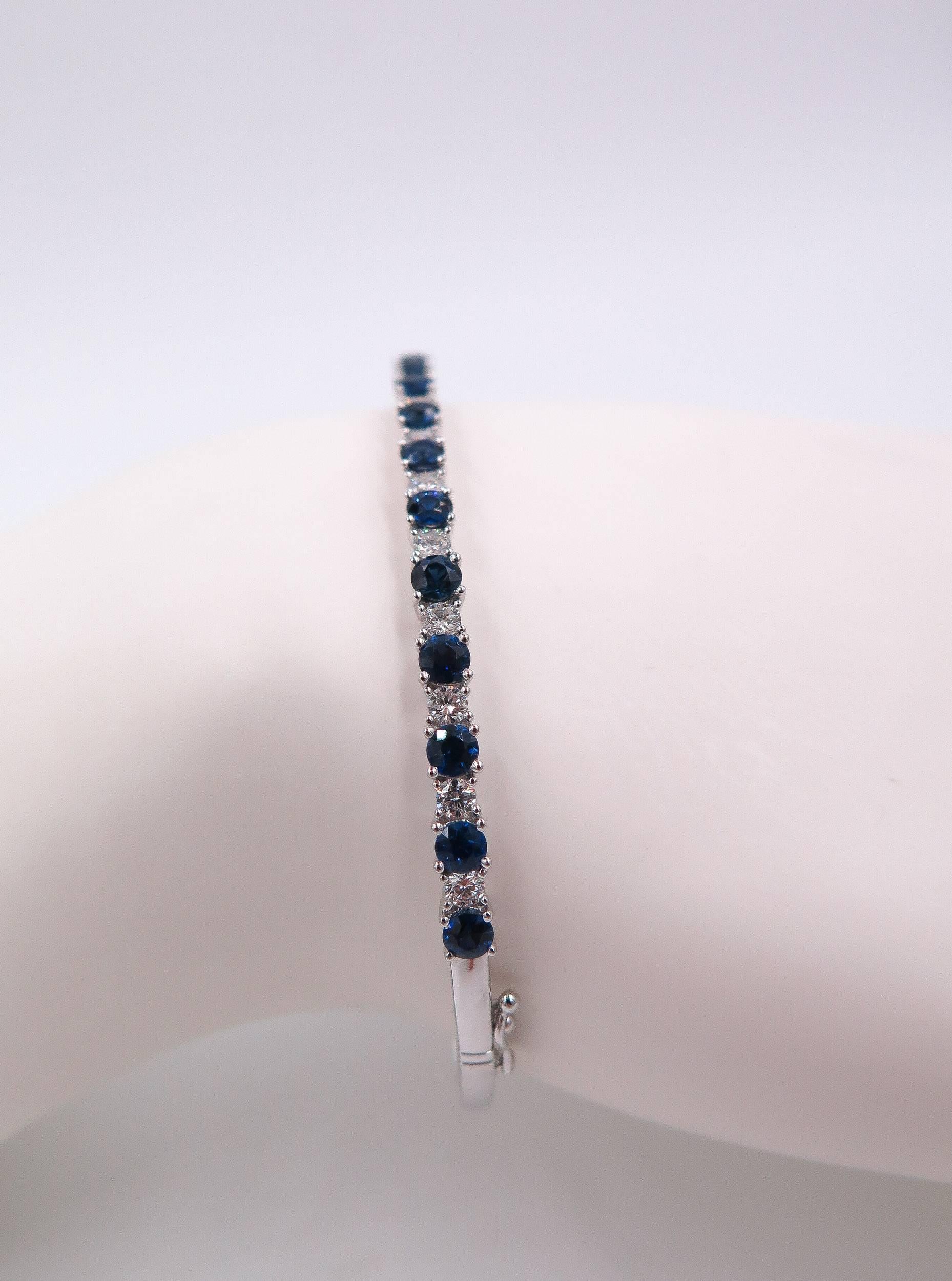 Sapphire Diamond Gold Bangle Bracelet 1