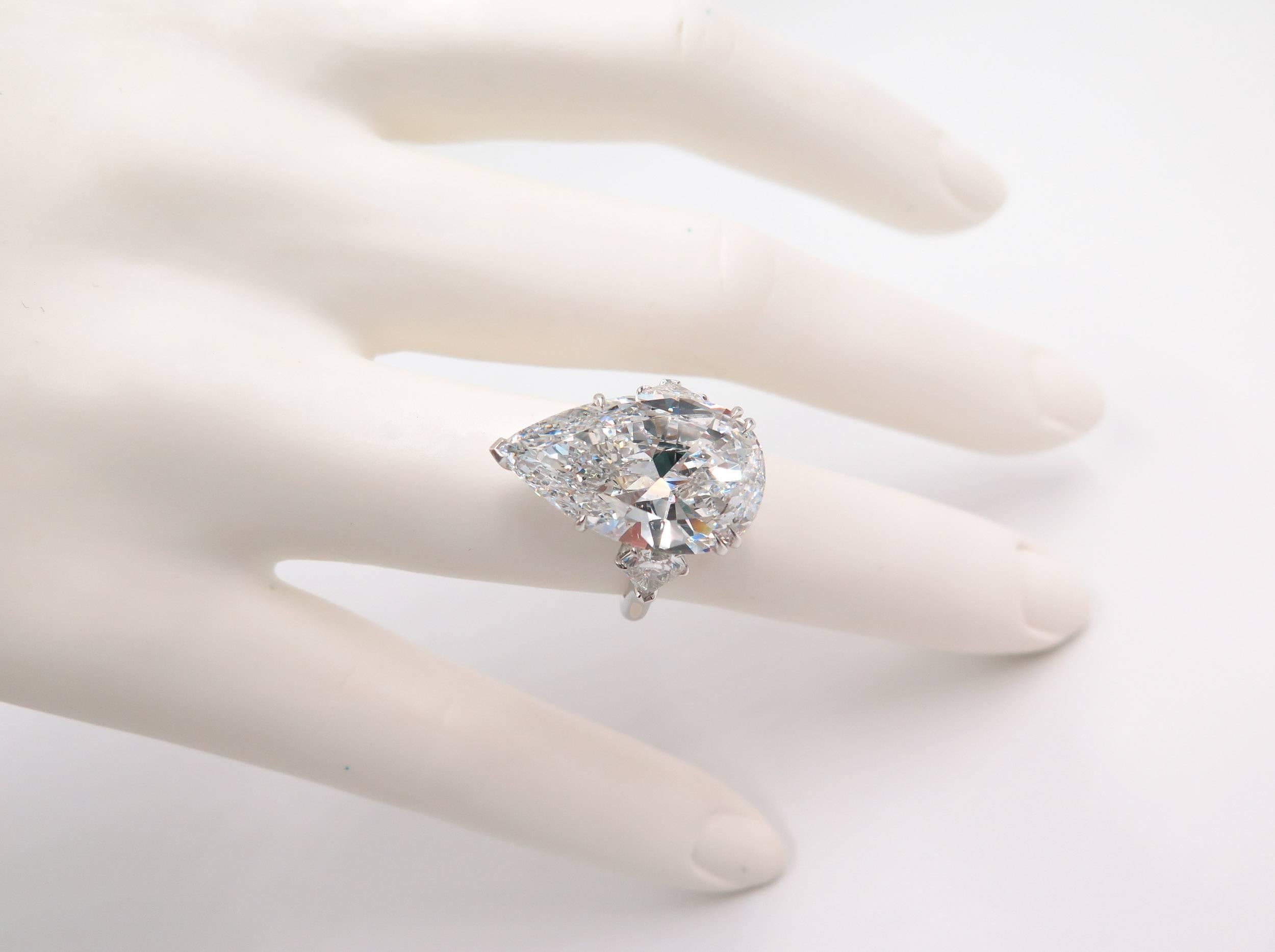 GIA Certified 10.07 Pear Shaped Diamond Engagement Ring 3