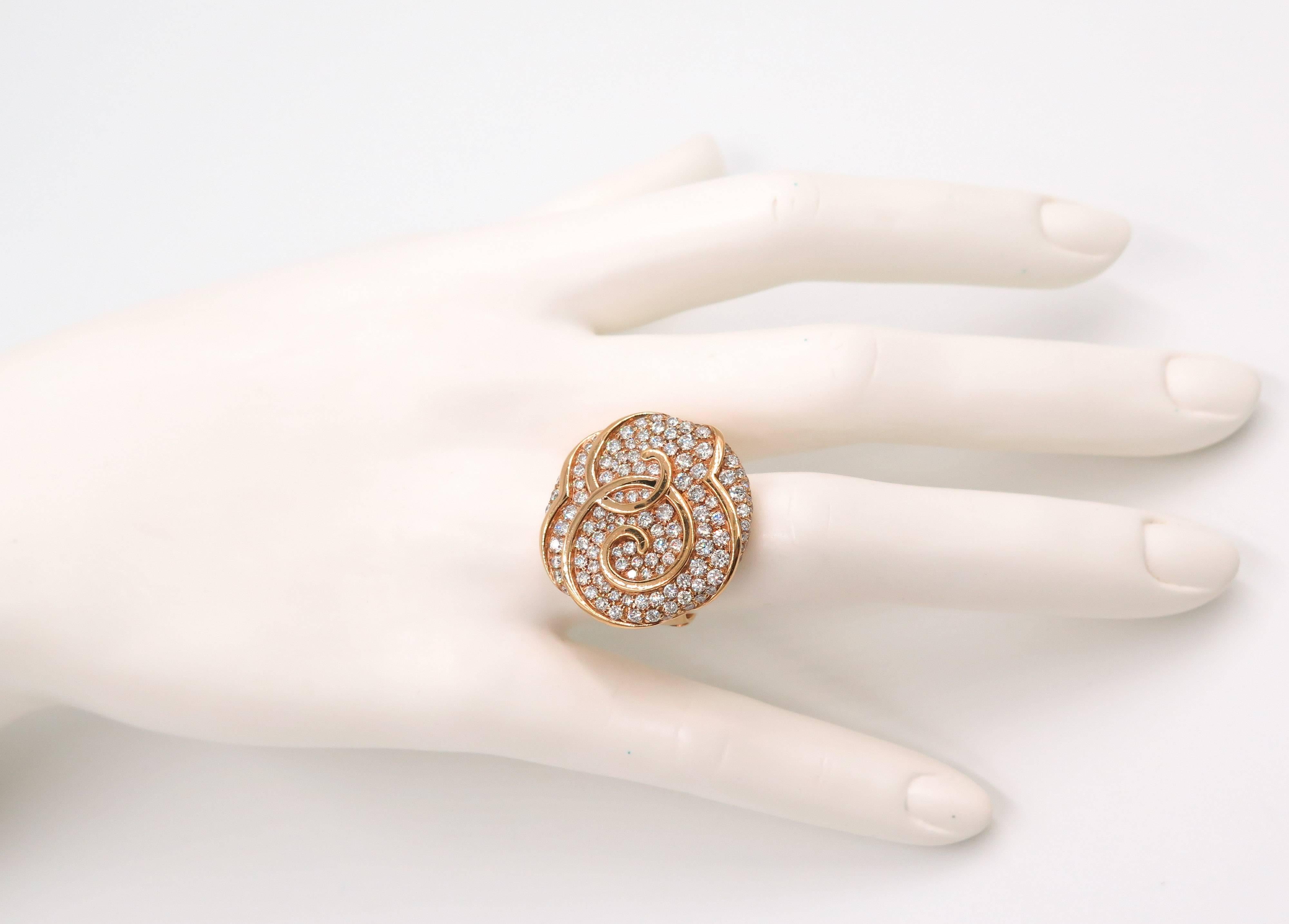 Rose Gold Diamond Cocktail Ring In New Condition In Greenwich, CT