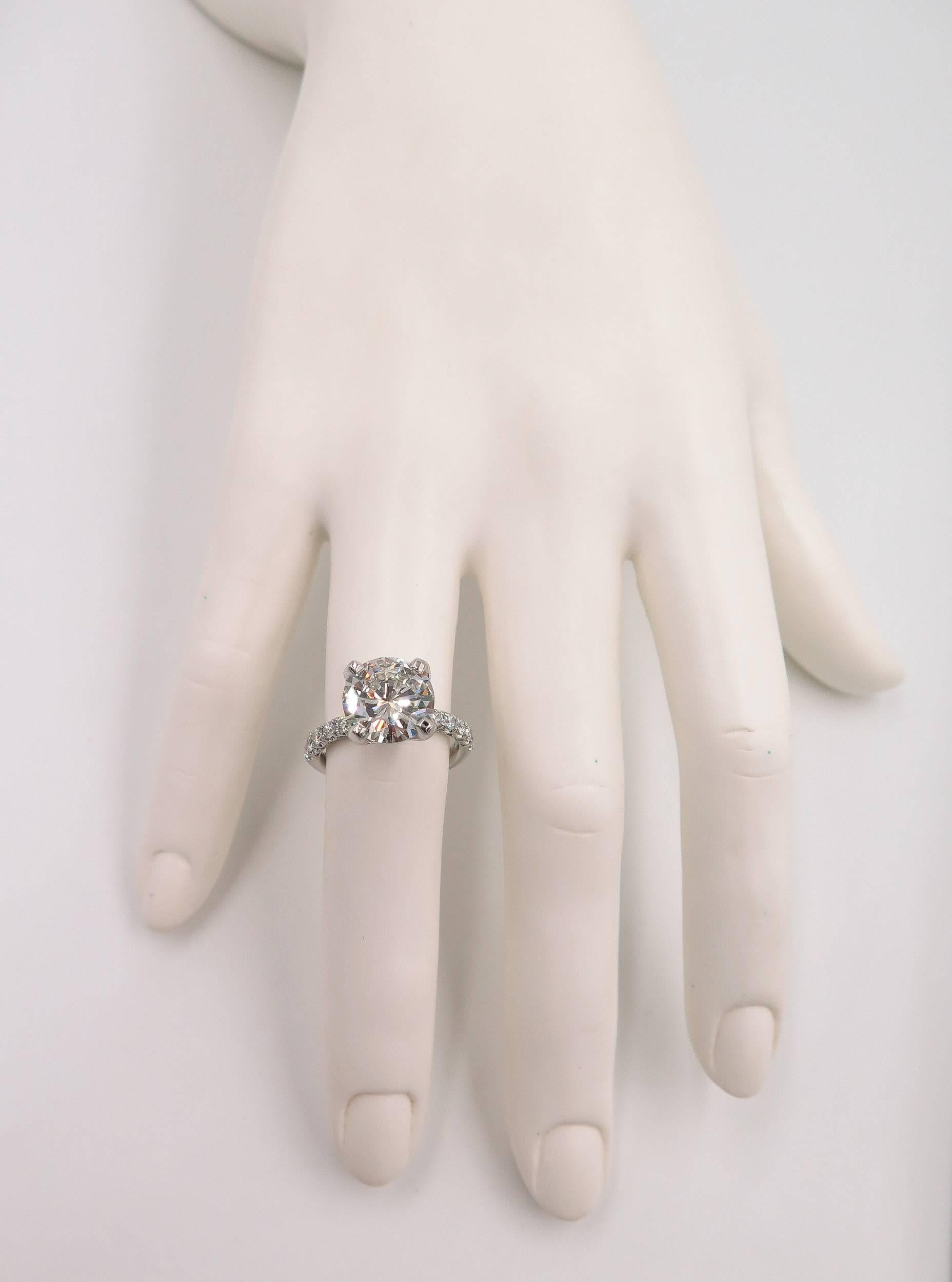 GIA Certified 4.07 Carat Round Diamond Engagement Ring 3