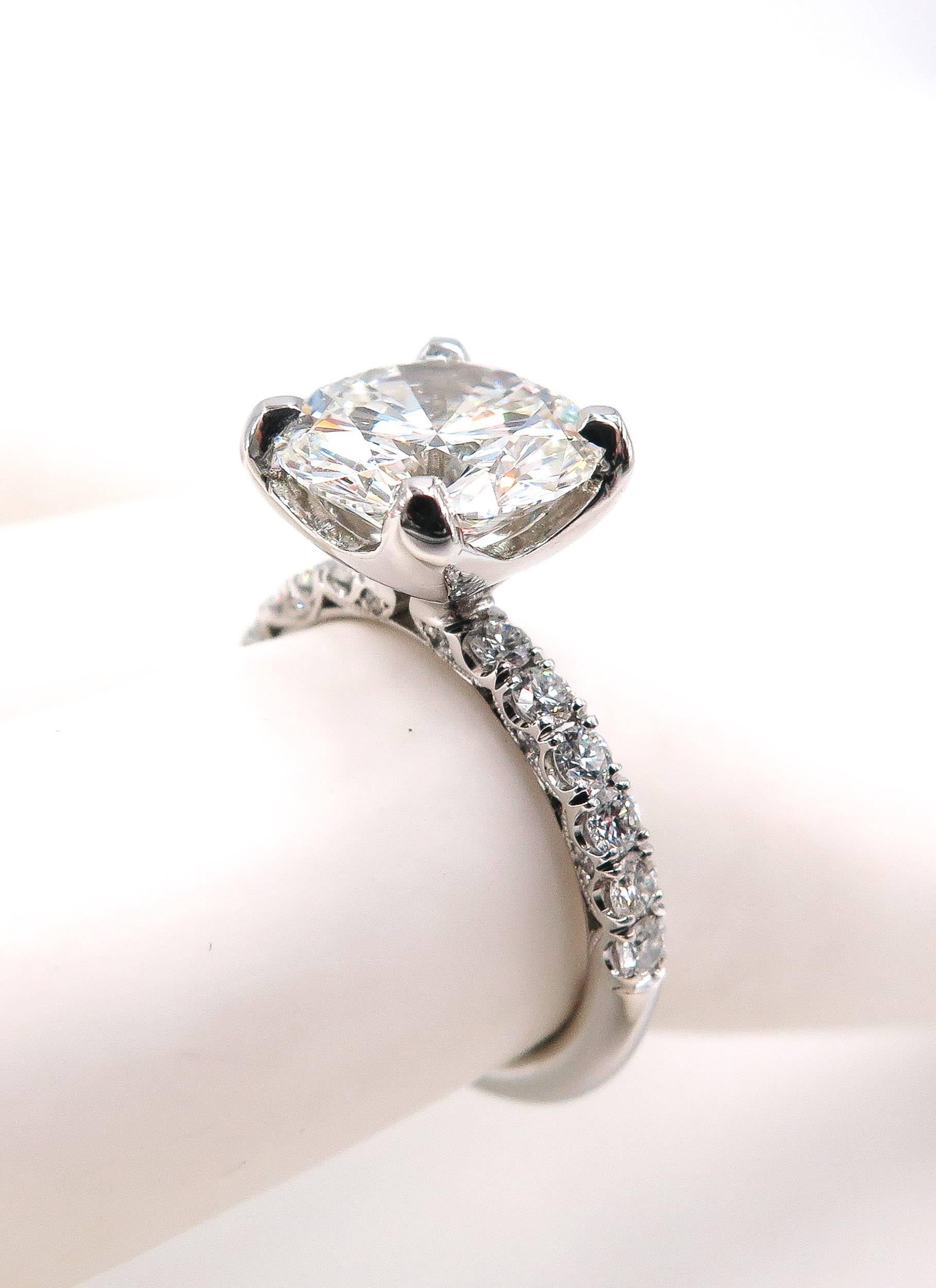 GIA Certified 4.07 Carat Round Diamond Engagement Ring 4