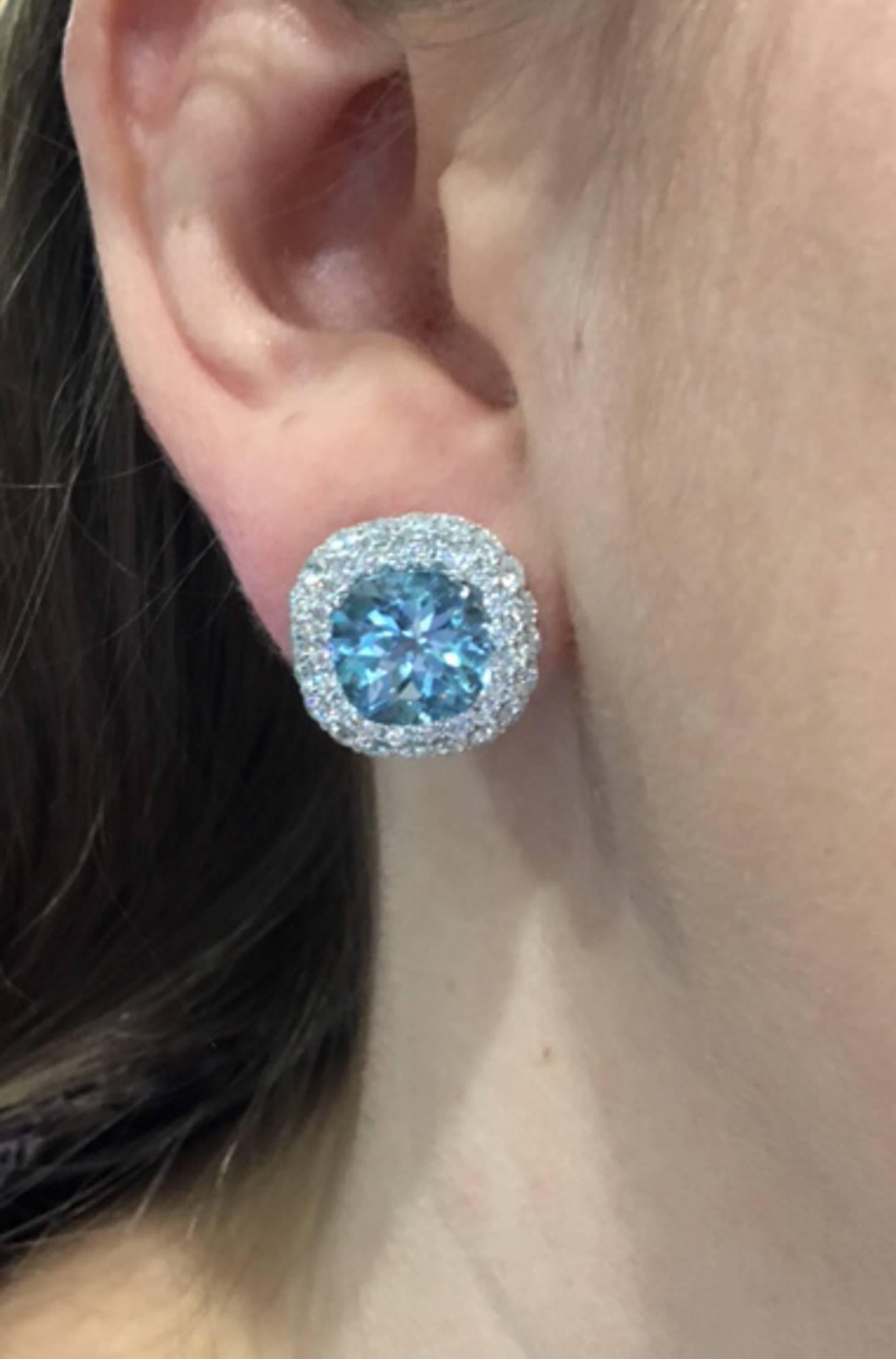Blue Topaz and Diamond Earrings 1