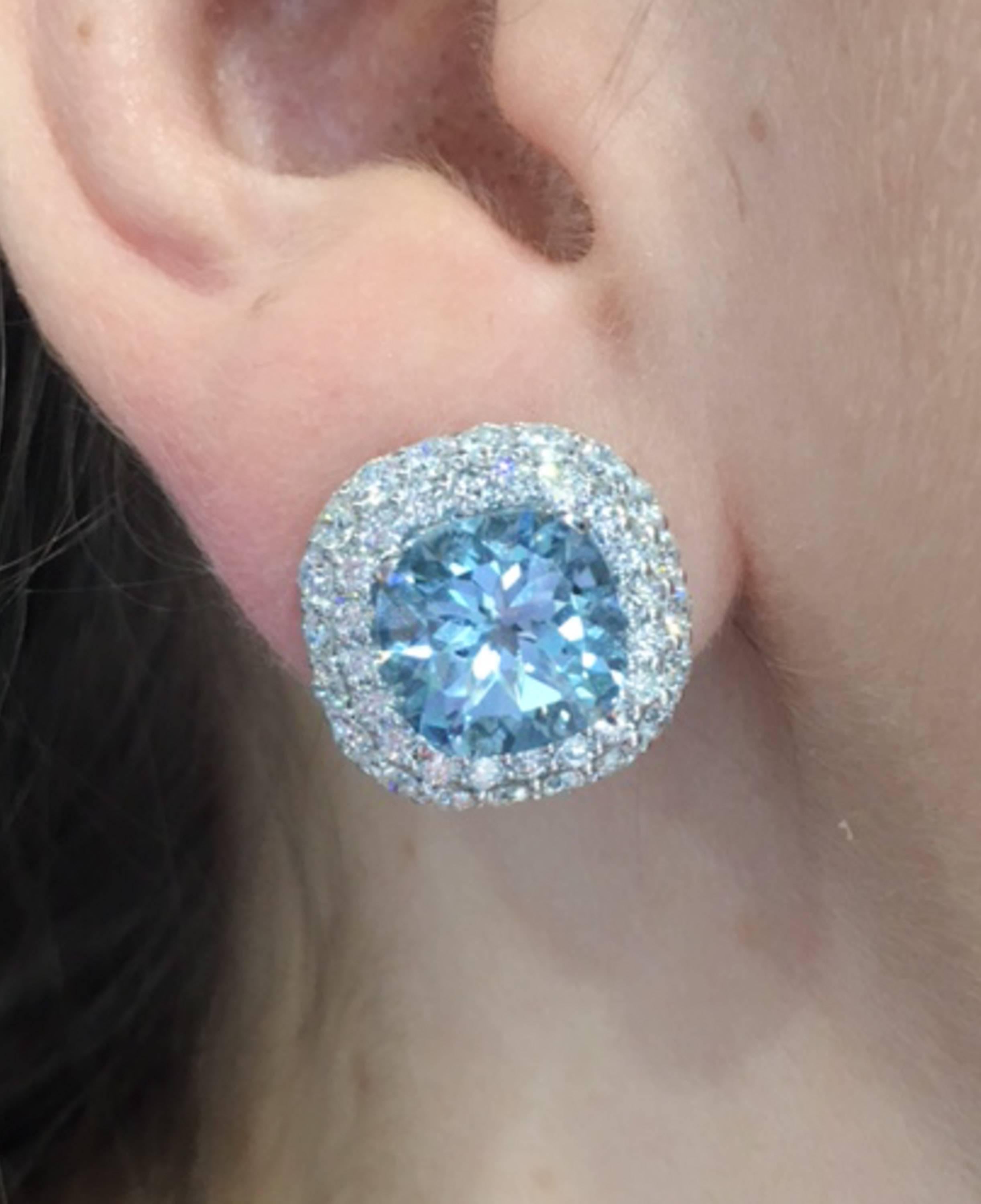 Blue Topaz and Diamond Earrings 2