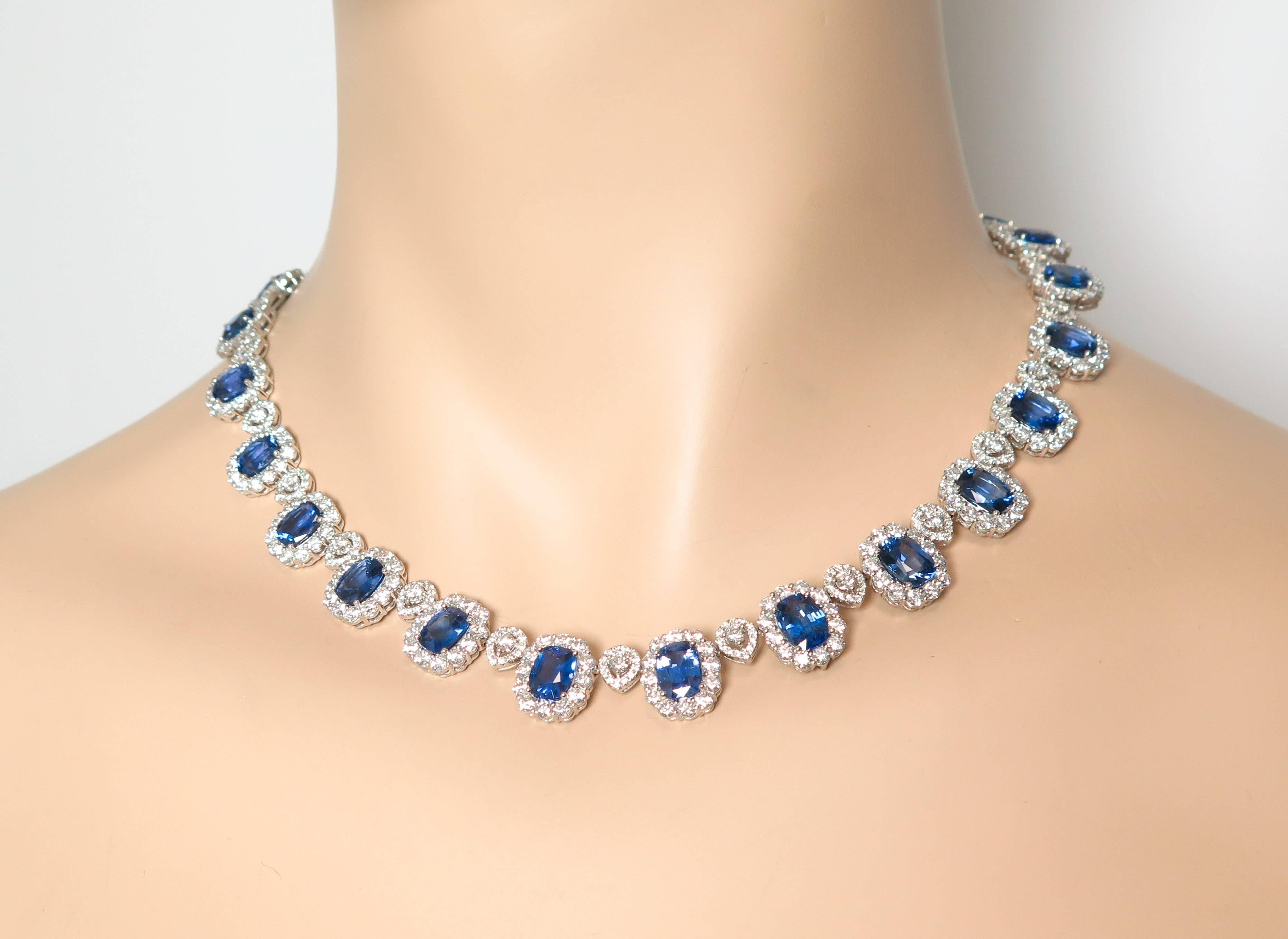 Sapphire and Diamond white Gold Necklace 5