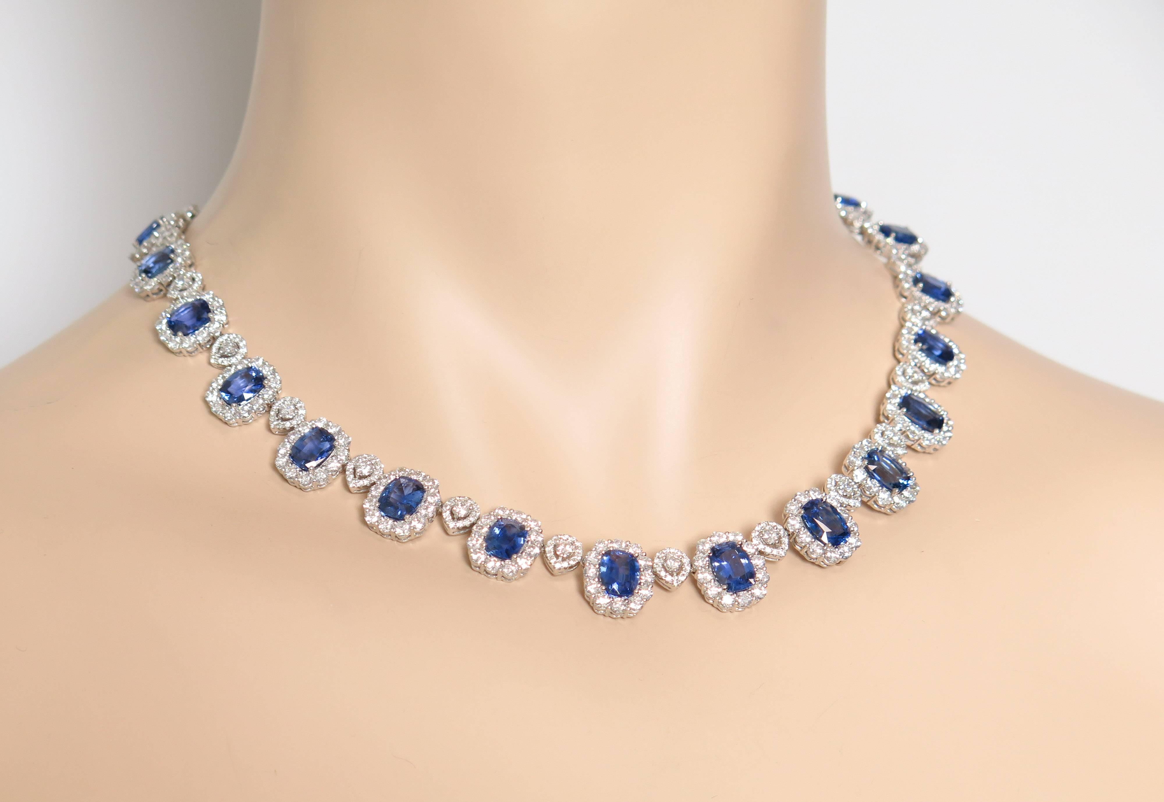 Sapphire and Diamond white Gold Necklace 3