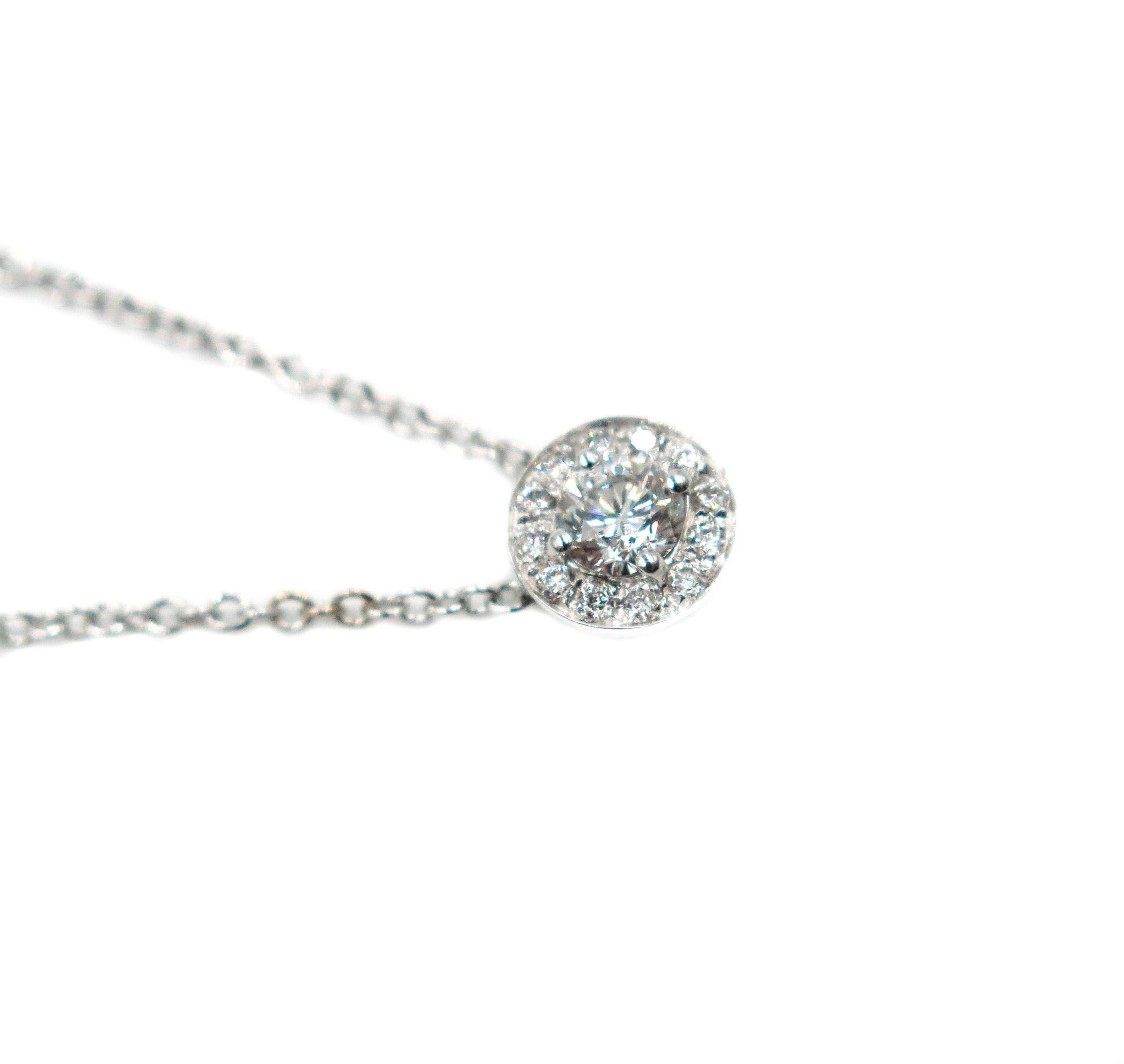 Modern Diamond Halo White Gold Pendant