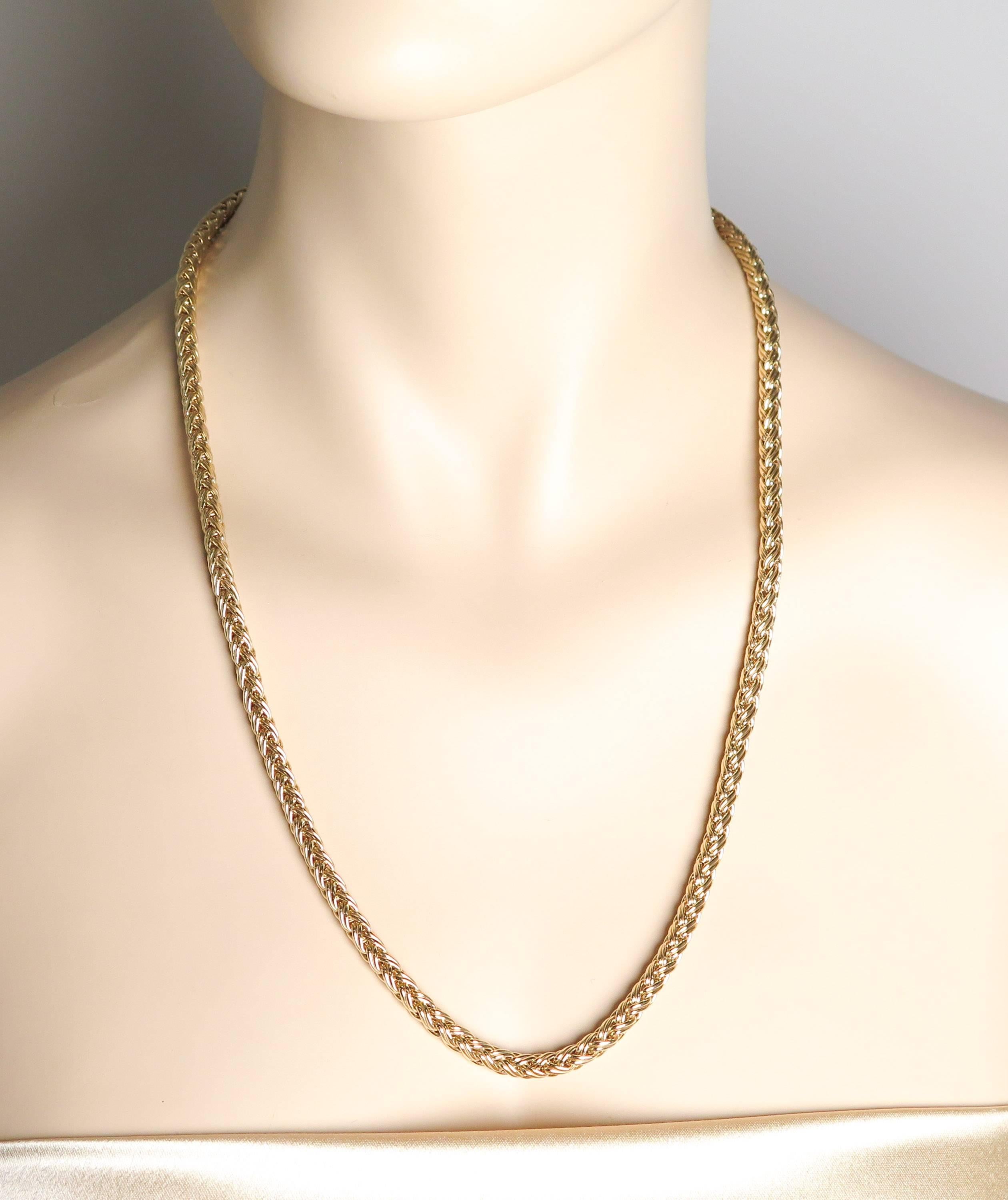Women's or Men's Spiga Yellow Gold Chain Necklace