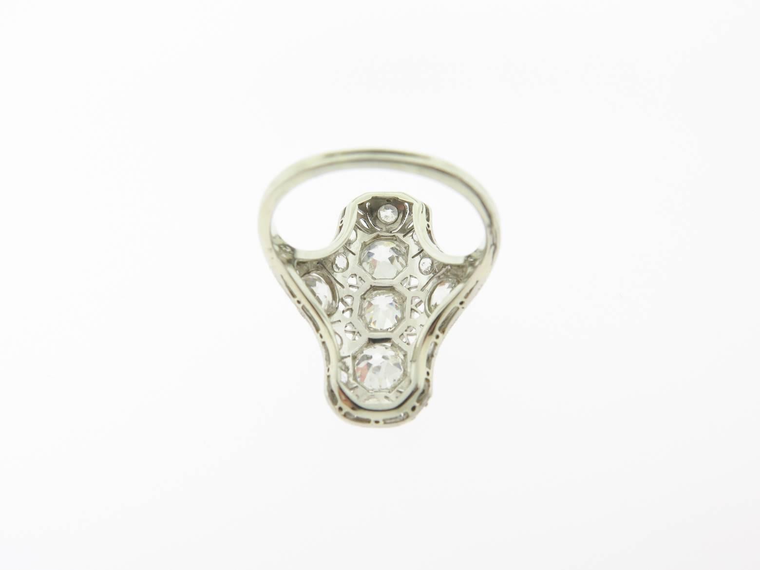 art deco 3 diamond ring