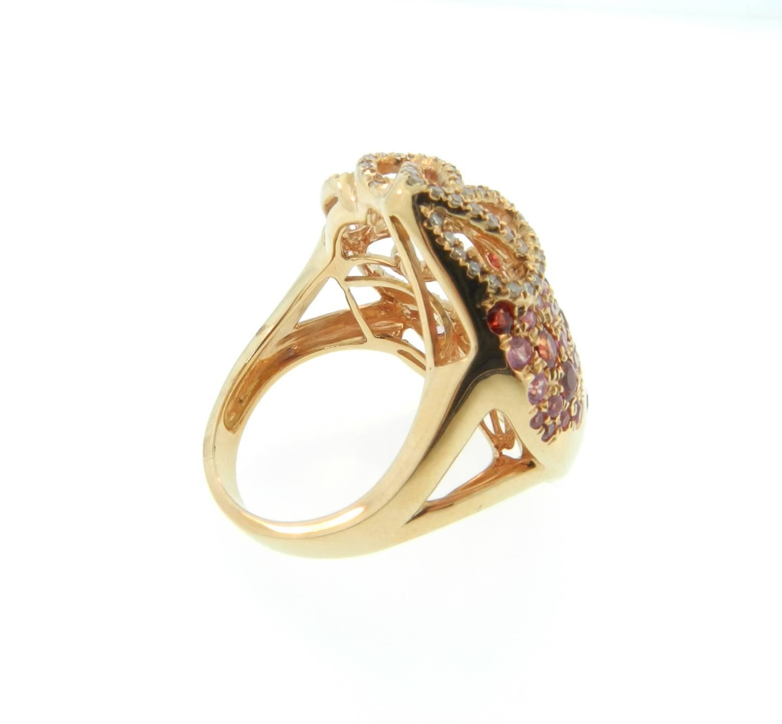 Sapphire Diamond Gold Cocktail Ring For Sale 3