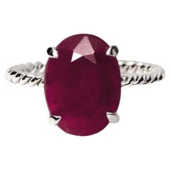  Bague en or blanc 14 carats  Rubis certifié non chauffé/ non traité