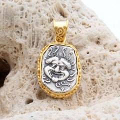 Ancient Greek 5th Century BC Protective Medusa Coin 18K Gold Pendant