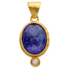 Steven Battelle 2.5 Carats Tanzanite Diamond 18K Gold Pendant