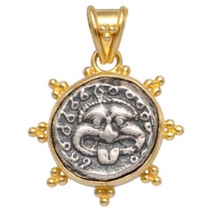 Ancient Greek 5th Century BC Medusa Coin 18K Gold Pendant