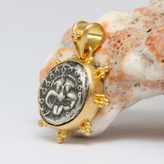 Ancient Greek 5th Century BC Medusa Coin 18K Gold Pendant