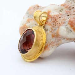 Steven Battelle 5.3 Carats Faceted Pink Tourmaline 18K Gold Pendant