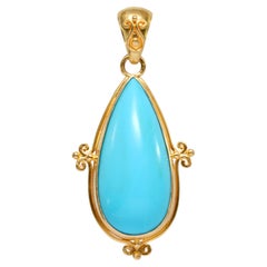Steven Battelle 9.9 Carats Arizona Sleeping Beauty Turquoise 18K Gold Pendant