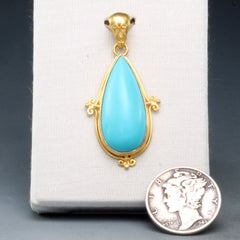 Steven Battelle 9.9 Carats Arizona Sleeping Beauty Turquoise 18K Gold Pendant