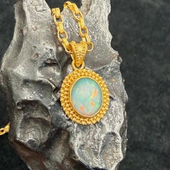 Steven Battelle 1.9 Carats Ethiopian Opal 18K Gold Pendant