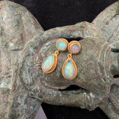 Steven Battelle 2.8 Carats Ethiopian Opal 18K Gold Post Earrings
