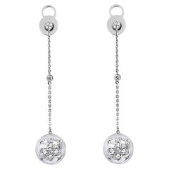 18 Karat White Gold Etruscan Style Drop Earrings